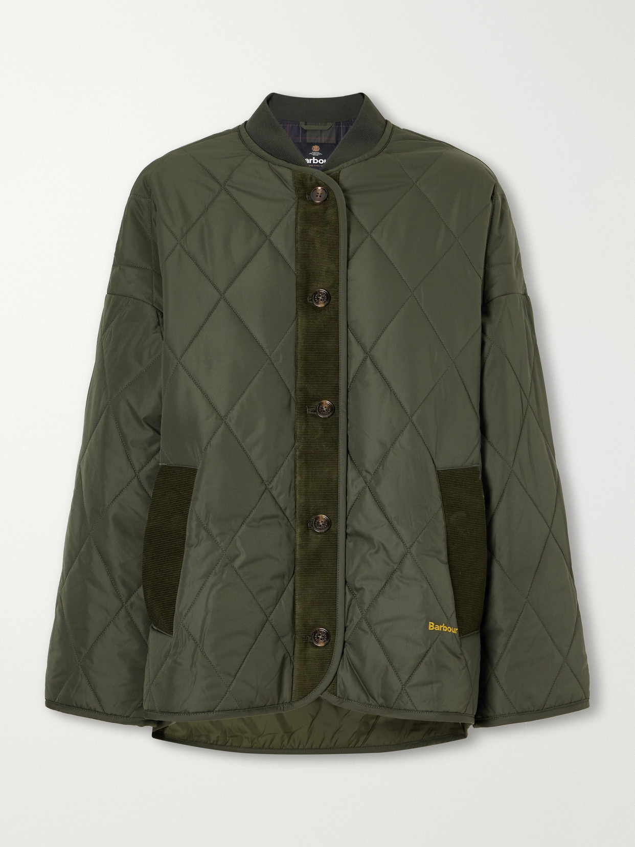 Abercorn Corduroy-Trimmed Shell Quilted Jacket