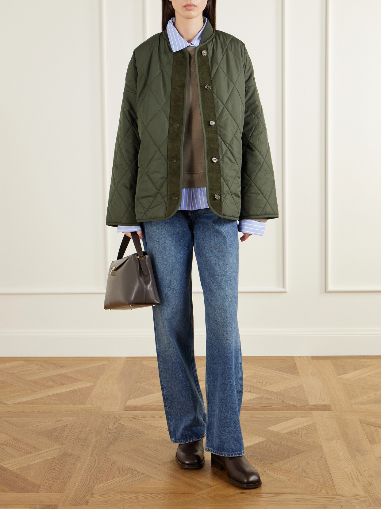 Abercorn Corduroy-Trimmed Shell Quilted Jacket