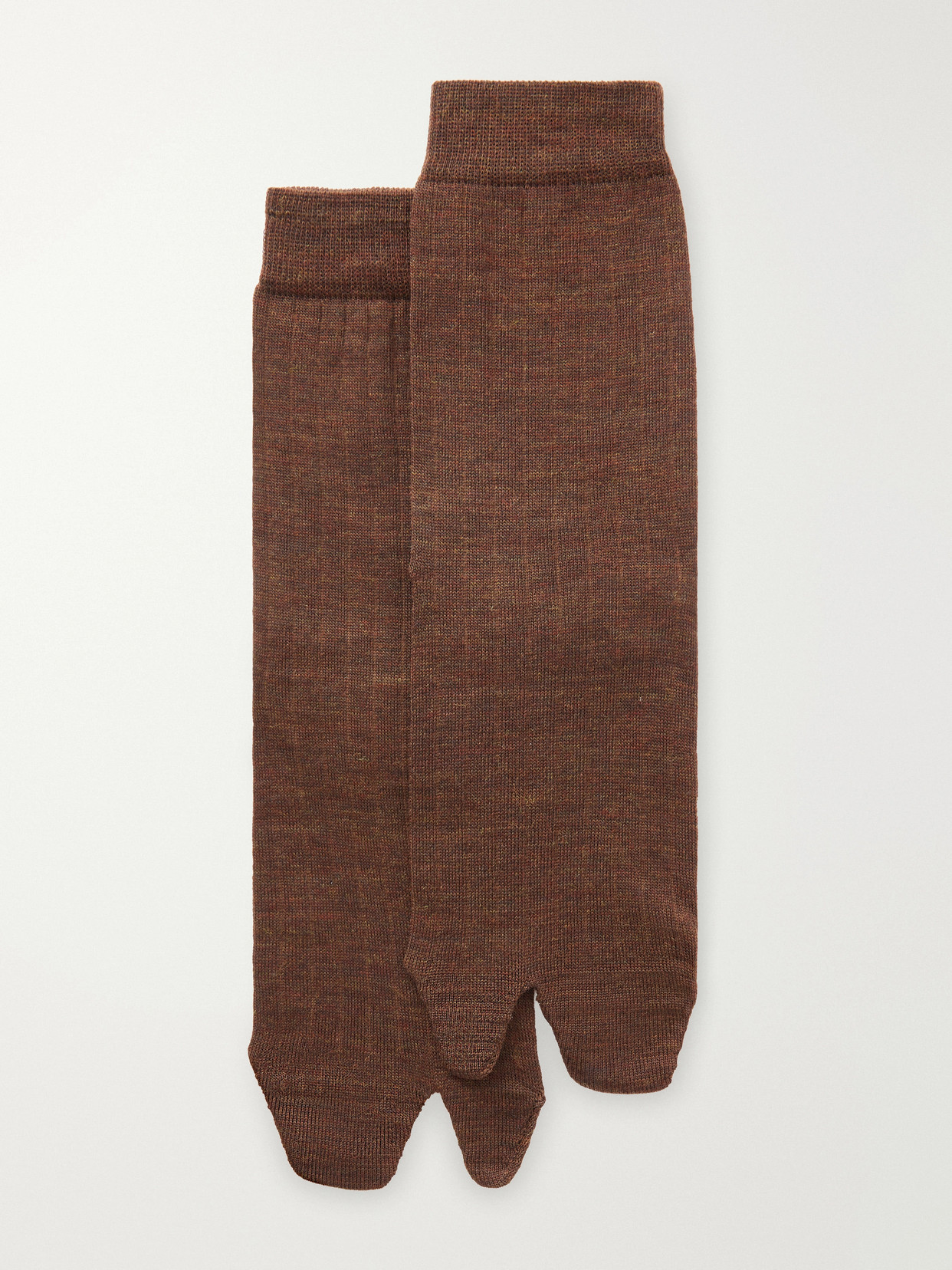 Maison Margiela Tabi Wool-blend Socks In Brown