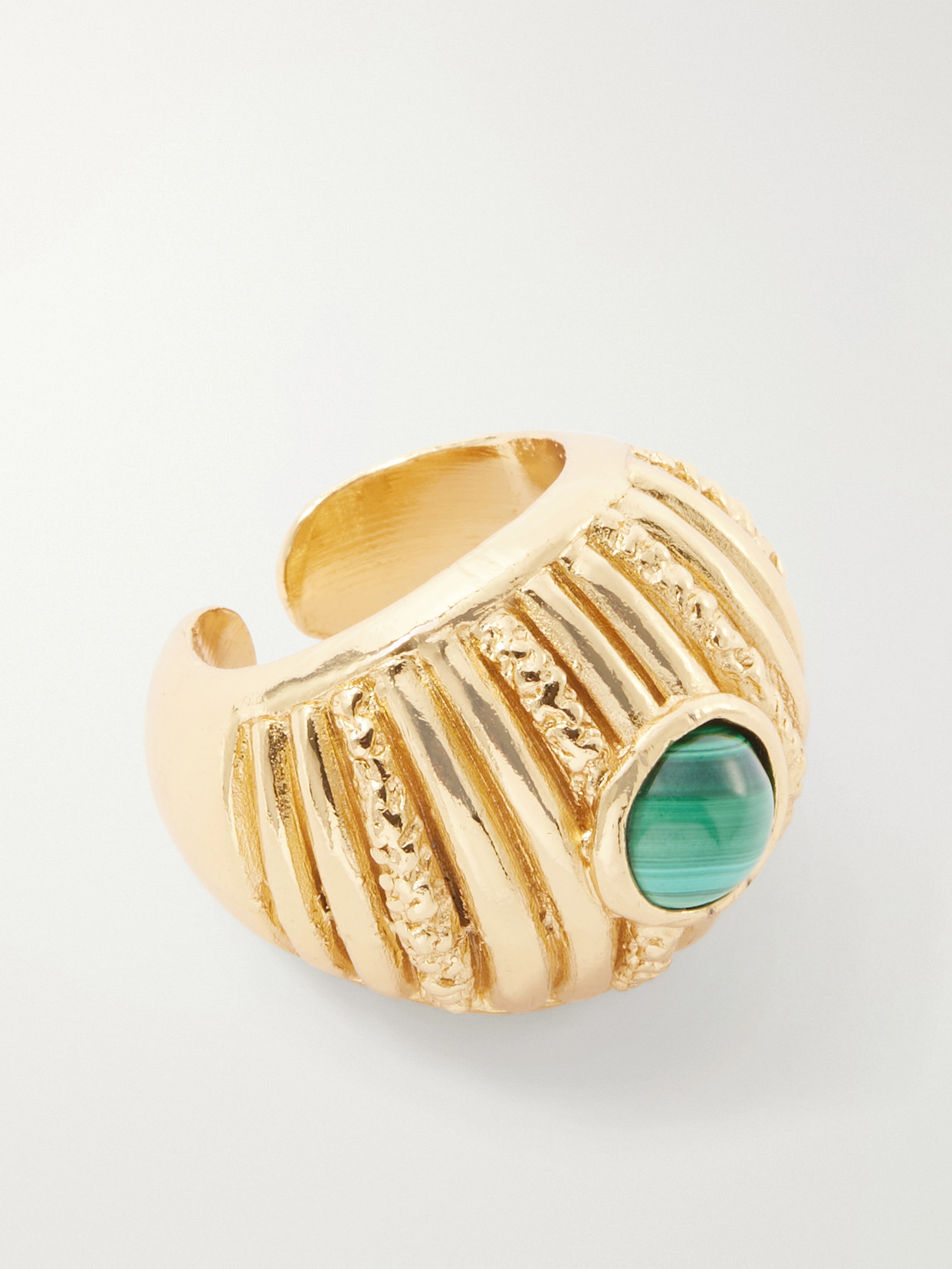 Paola Sighinolfi Reef 18-karat Gold-plated Pewter And Onyx Ring