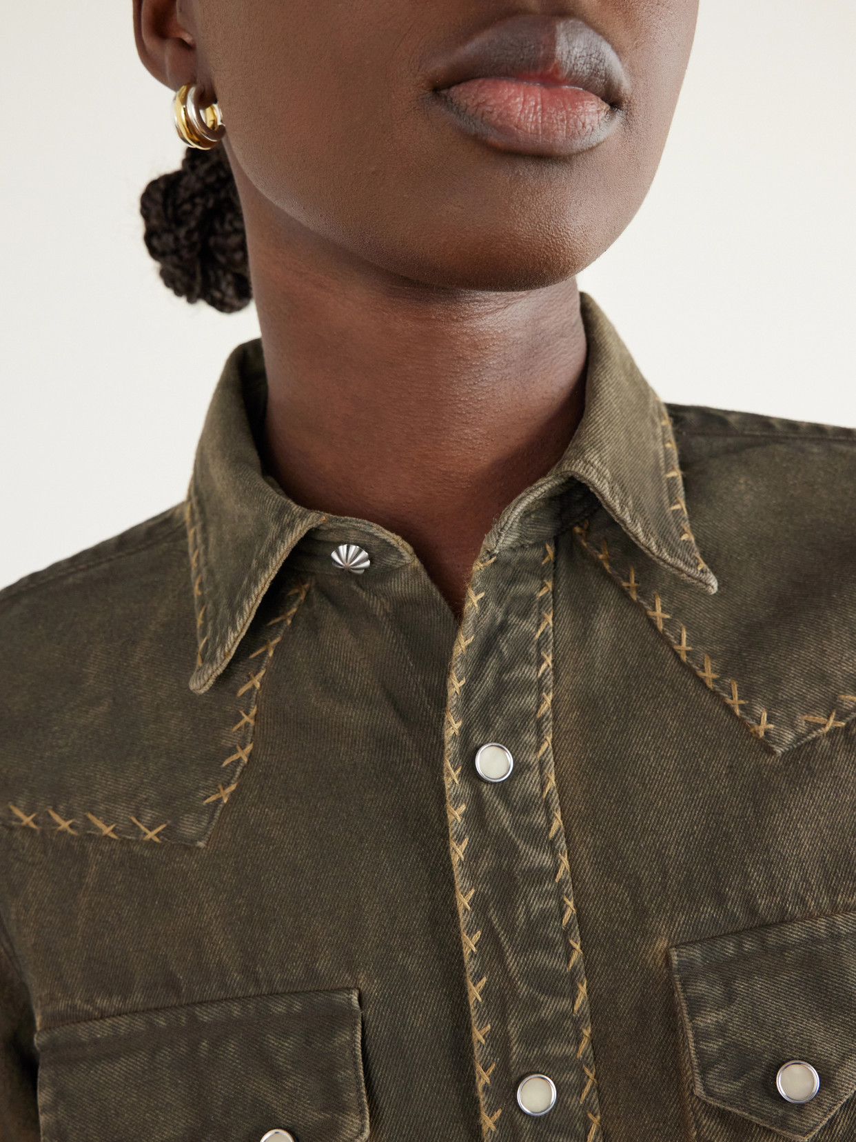 Whipstitched Denim Shirt