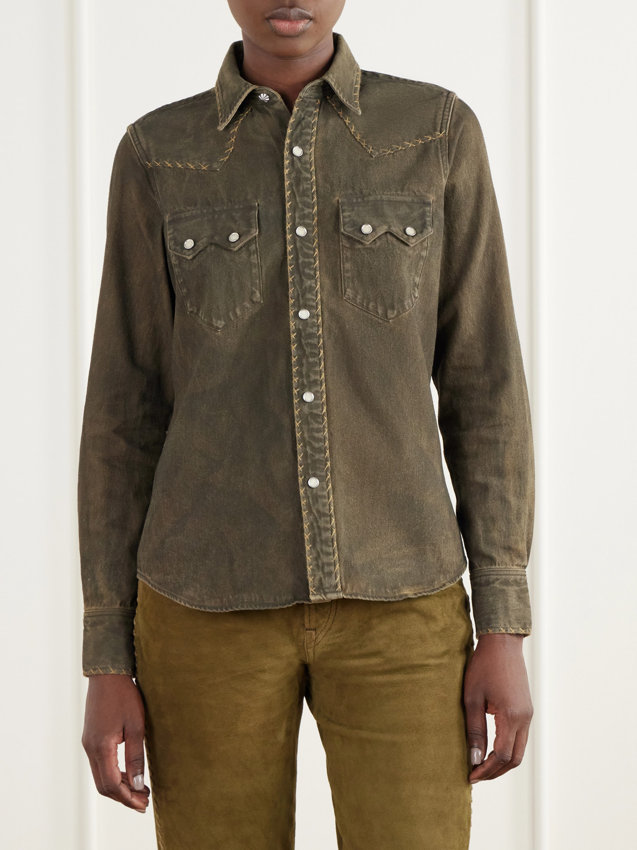 Whipstitched Denim Shirt