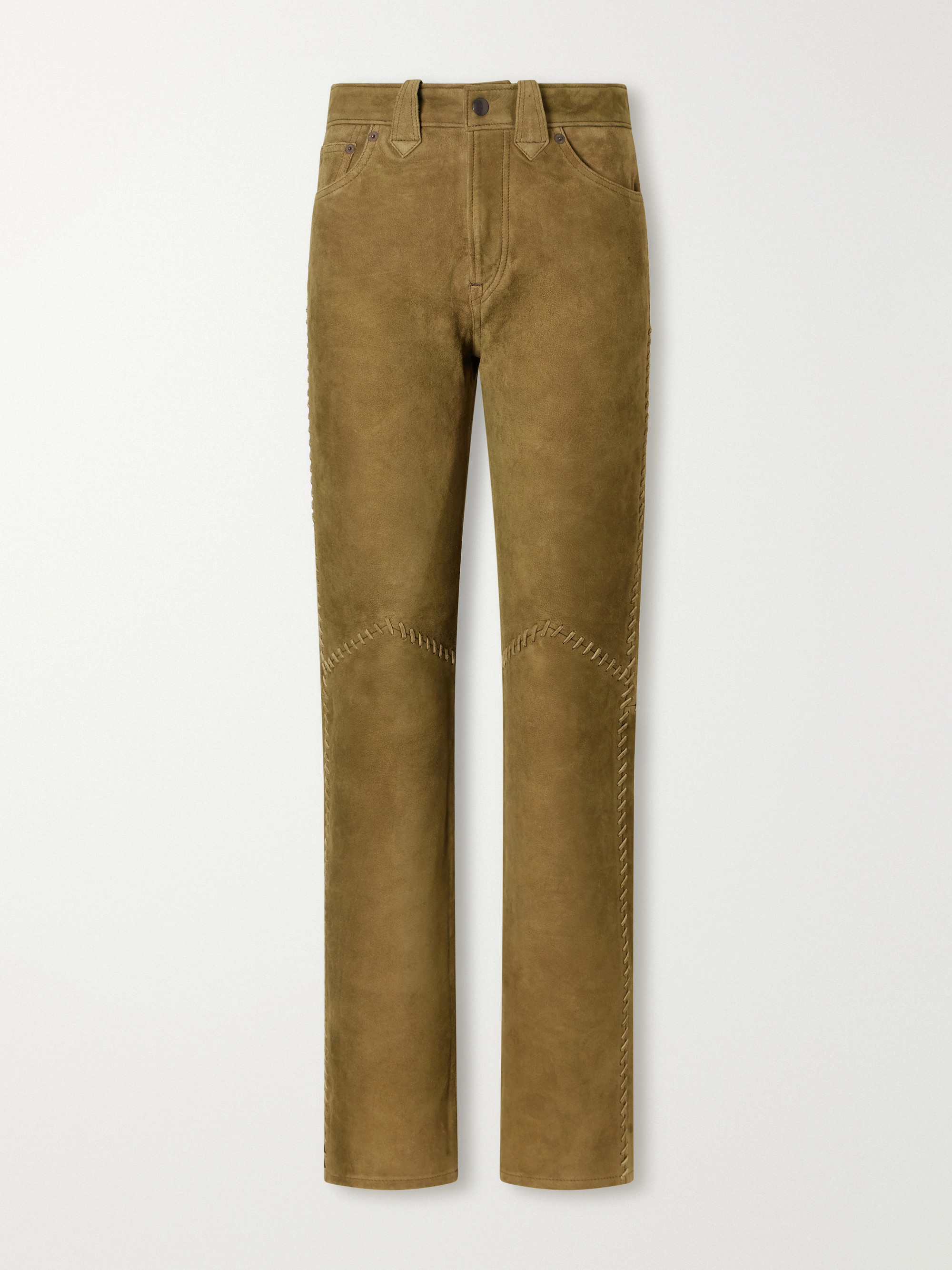RRL Paneled whipstitched paneled suede slim-fit pants