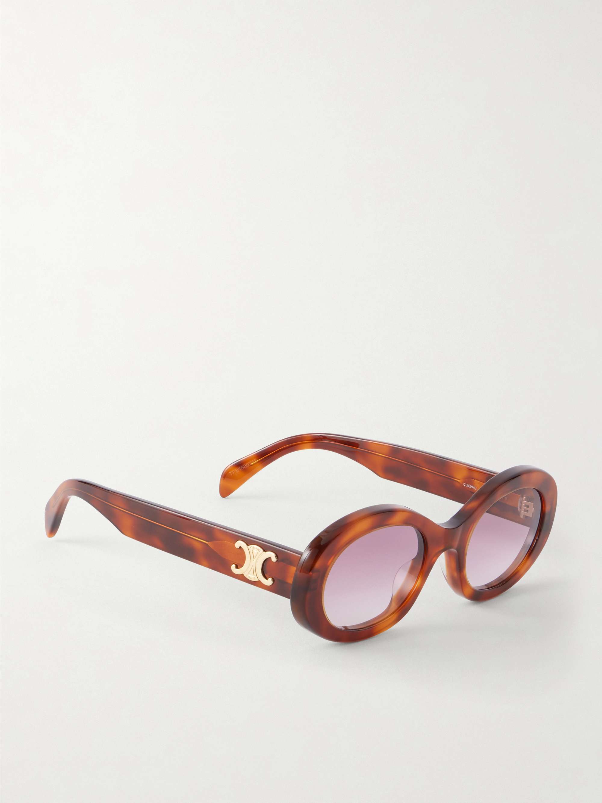 CELINE EYEWEAR Triomphe oval-frame acetate sunglasses