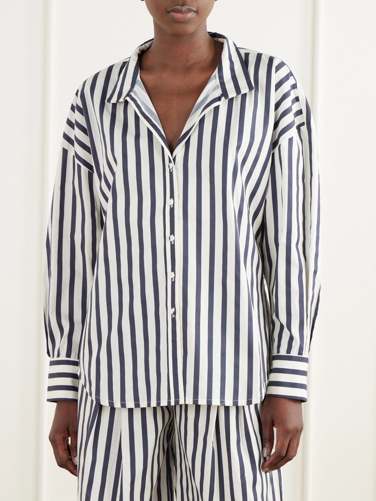 Un Tej Striped Cotton-Poplin Shirt