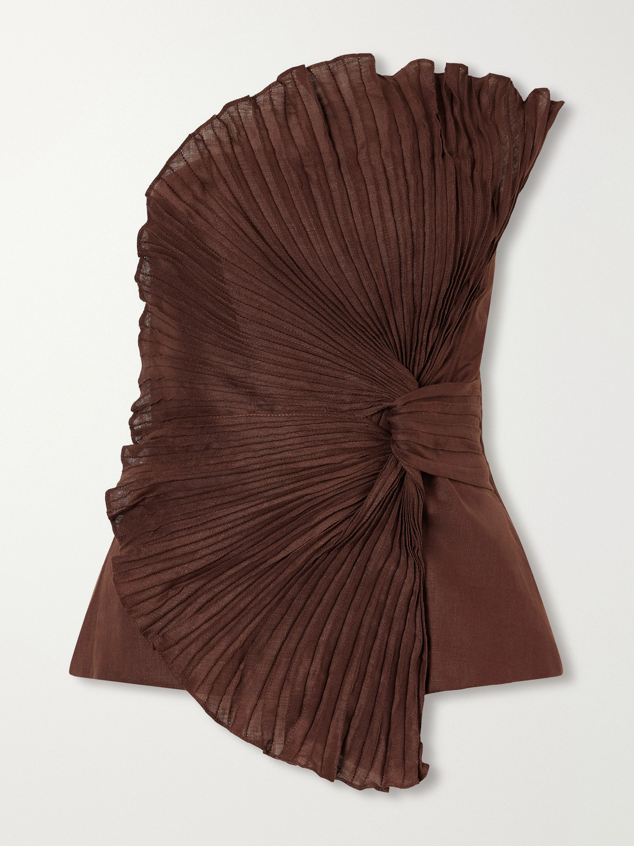 Nudo Sagrado Strapless Pleated Linen-Woven Top