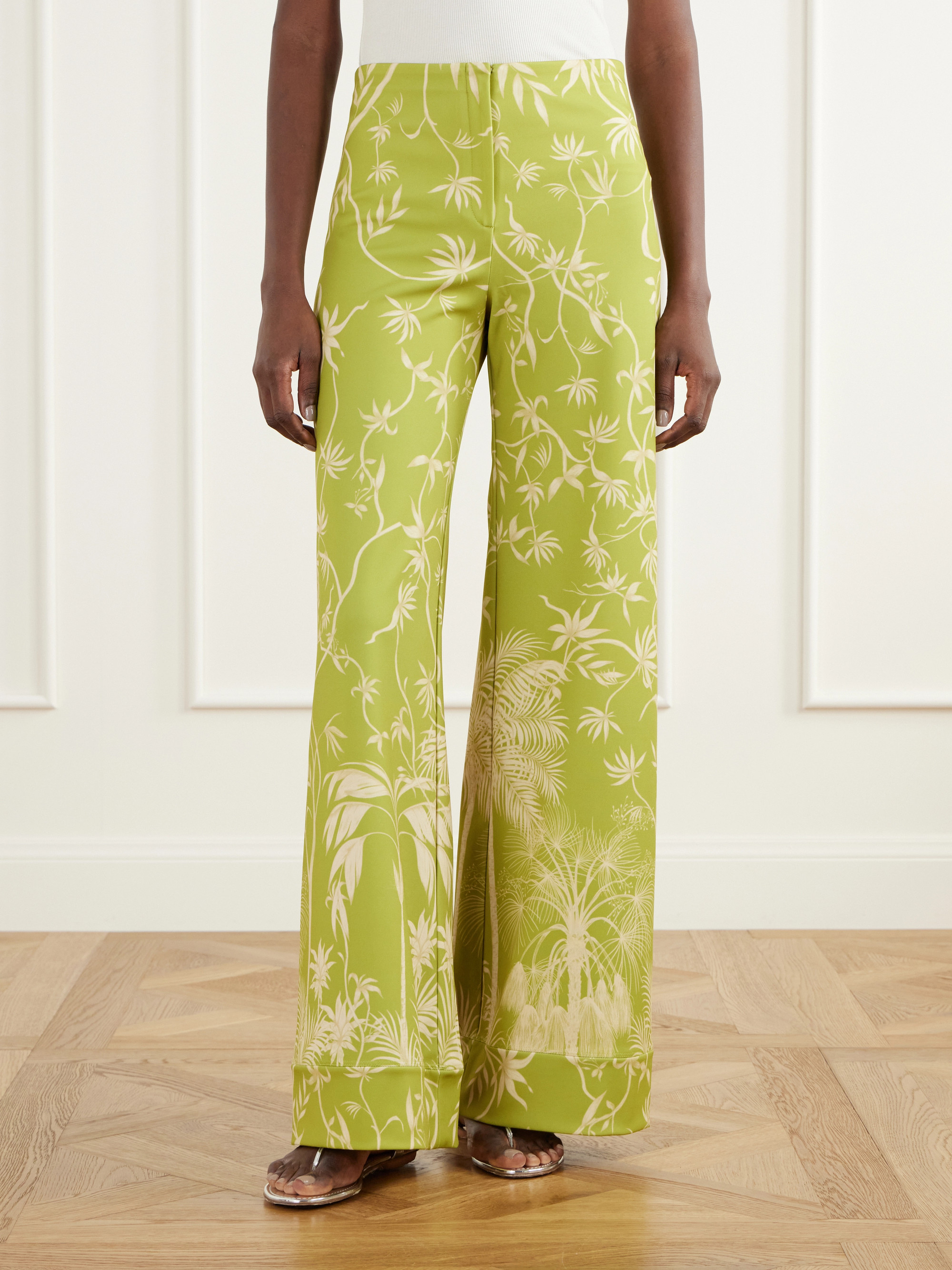 Andres Otalora Con Ella printed satin wide-leg pants