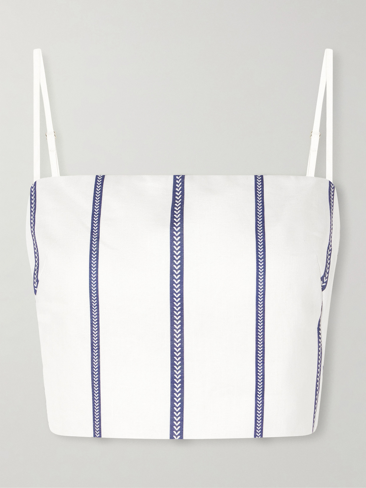 Tierra Sagrada Cropped Striped Linen-Woven Top
