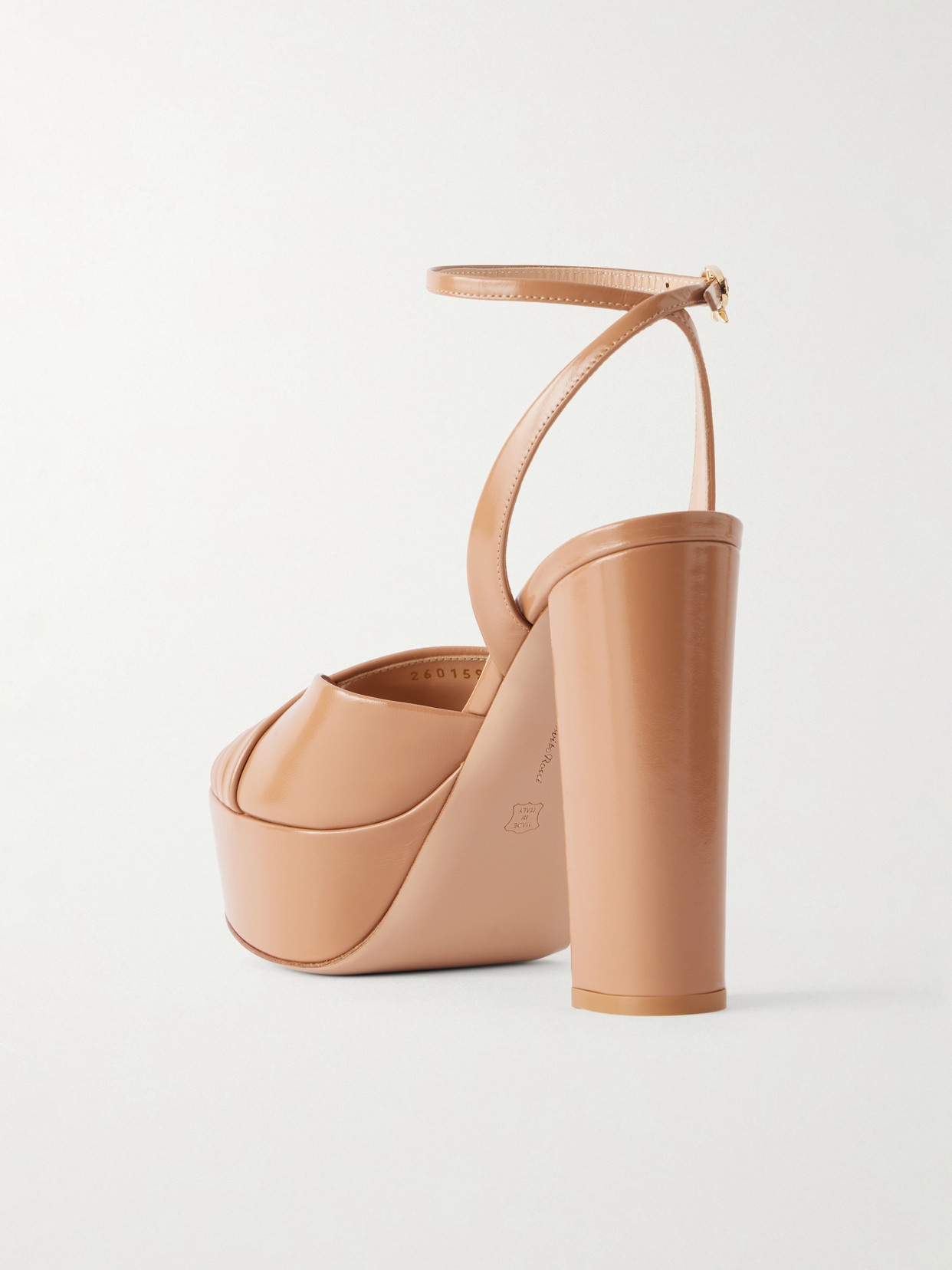 130 Pleated Patent-Leather Platform Sandals