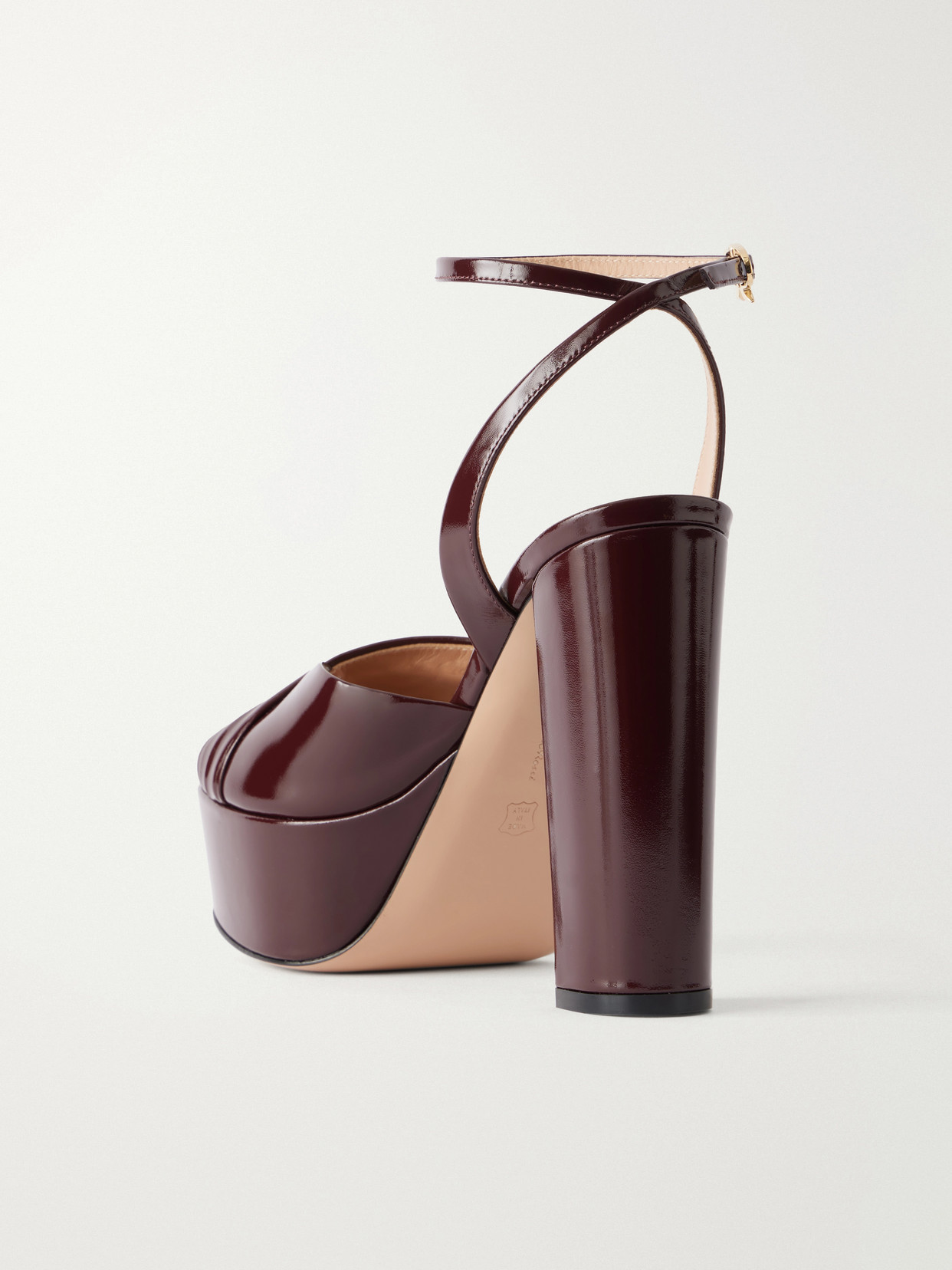 130 Pleated Patent-Leather Platform Sandals