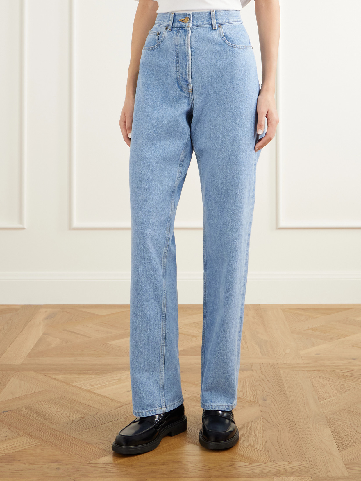 Mid-Rise Straight-Leg Jeans