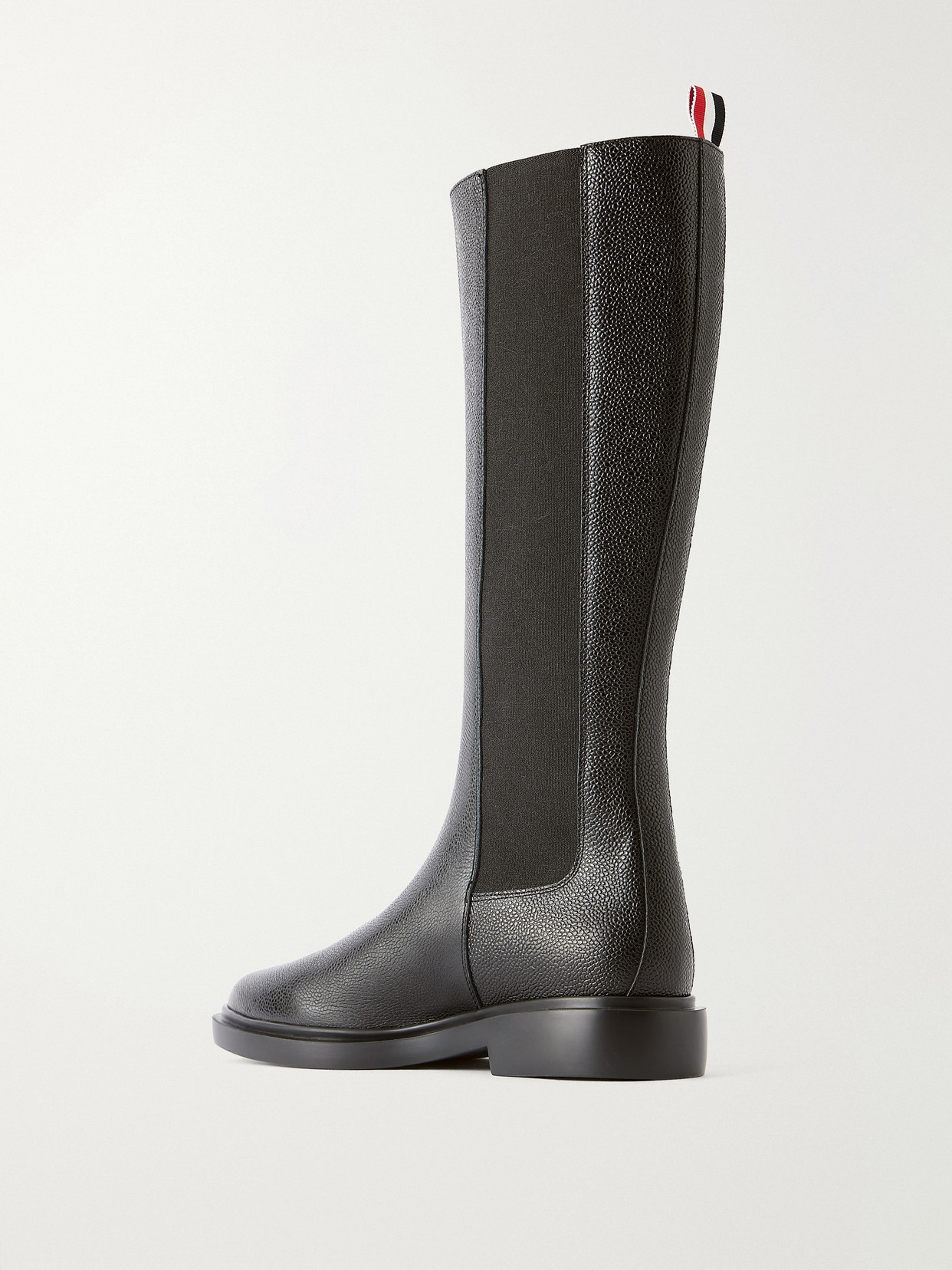 Striped Full-Grain Leather Knee Boots