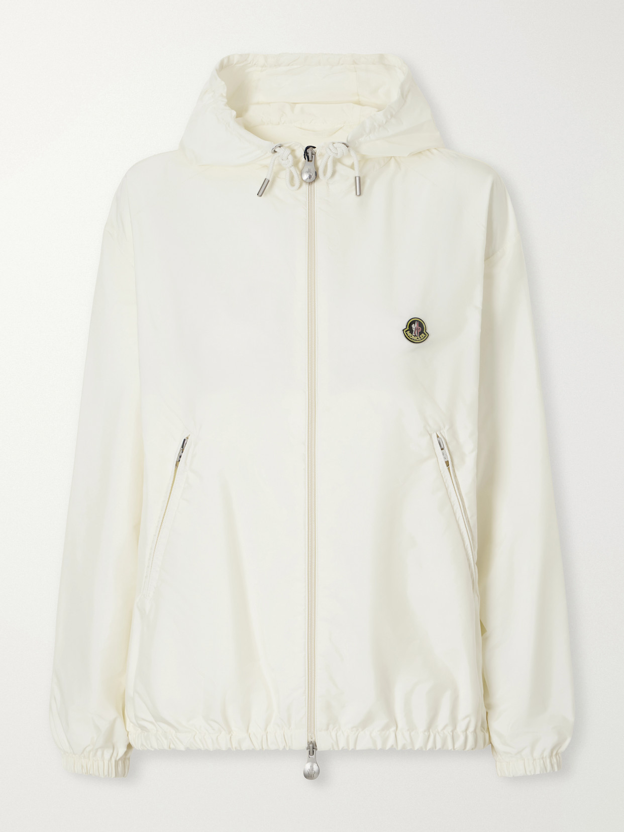 Moncler Windbreaker Logo-appliquéd Hooded Shell Jacket In White