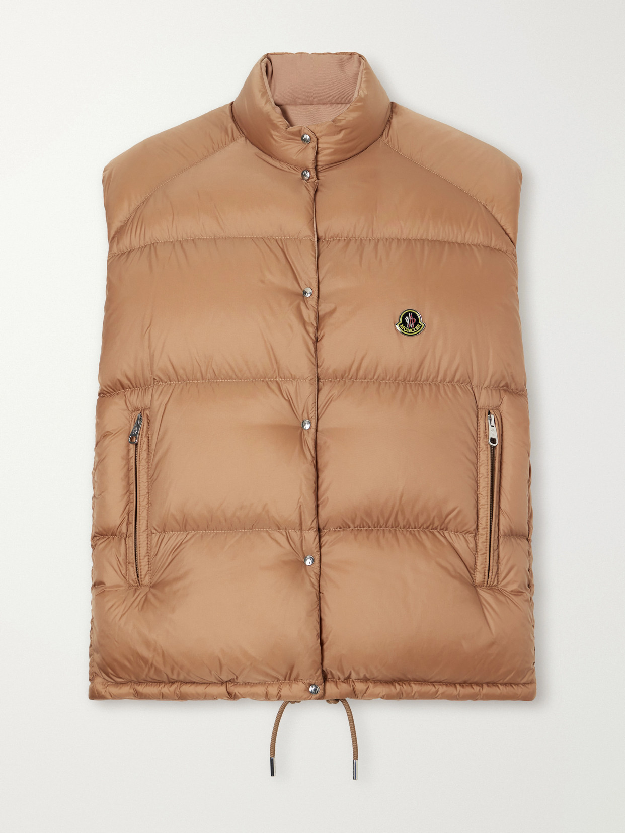 Moncler Logo-appliquéd Quilted Shell Down Vest In Brown