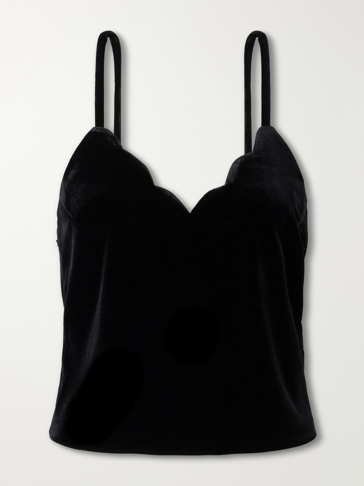 Loretta Caponi Pyrite Scalloped Velvet Camisole In Black