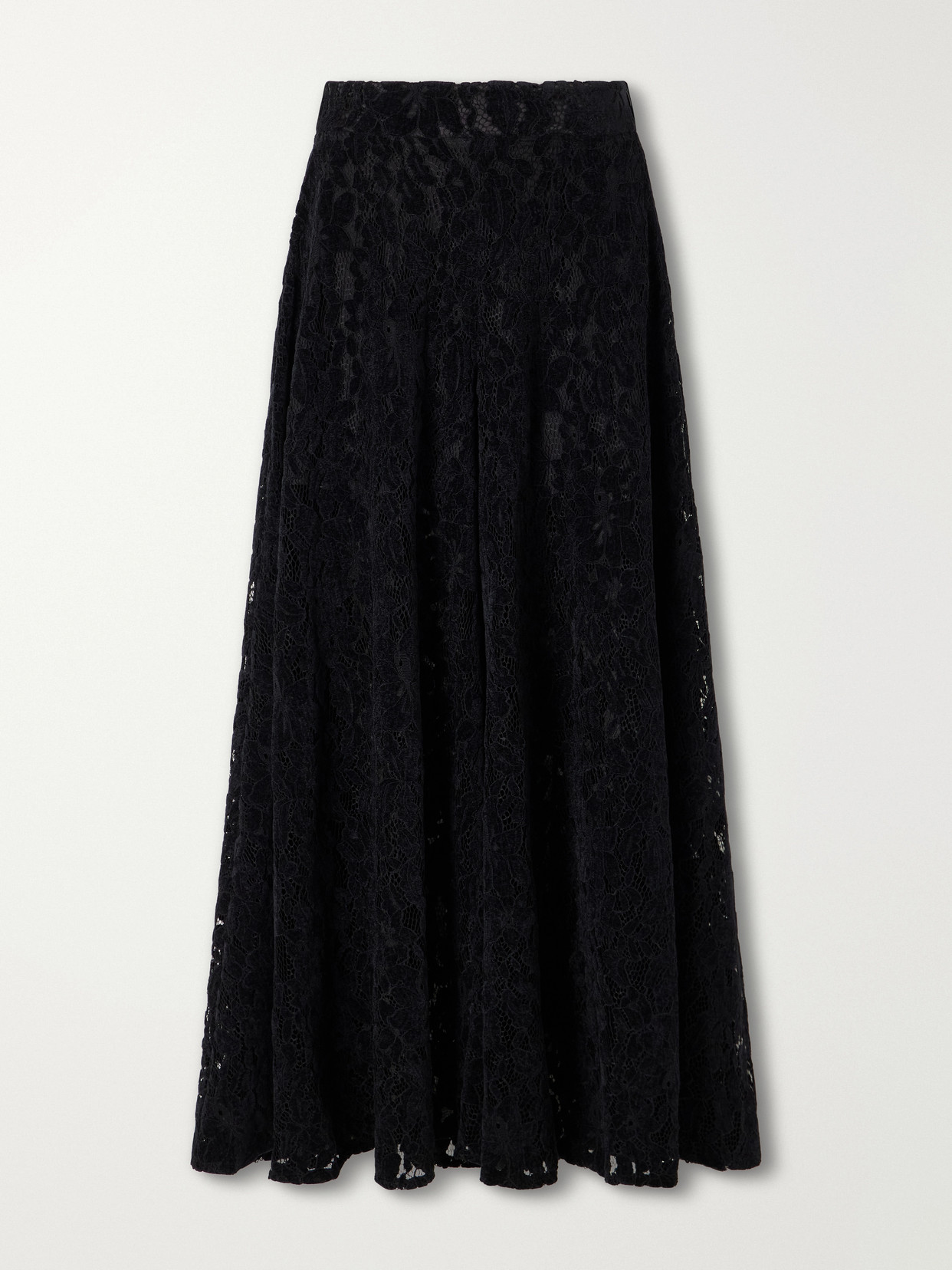 Loretta Caponi Vittoria Velvet Lace High-waist Wide-leg Pants In Black