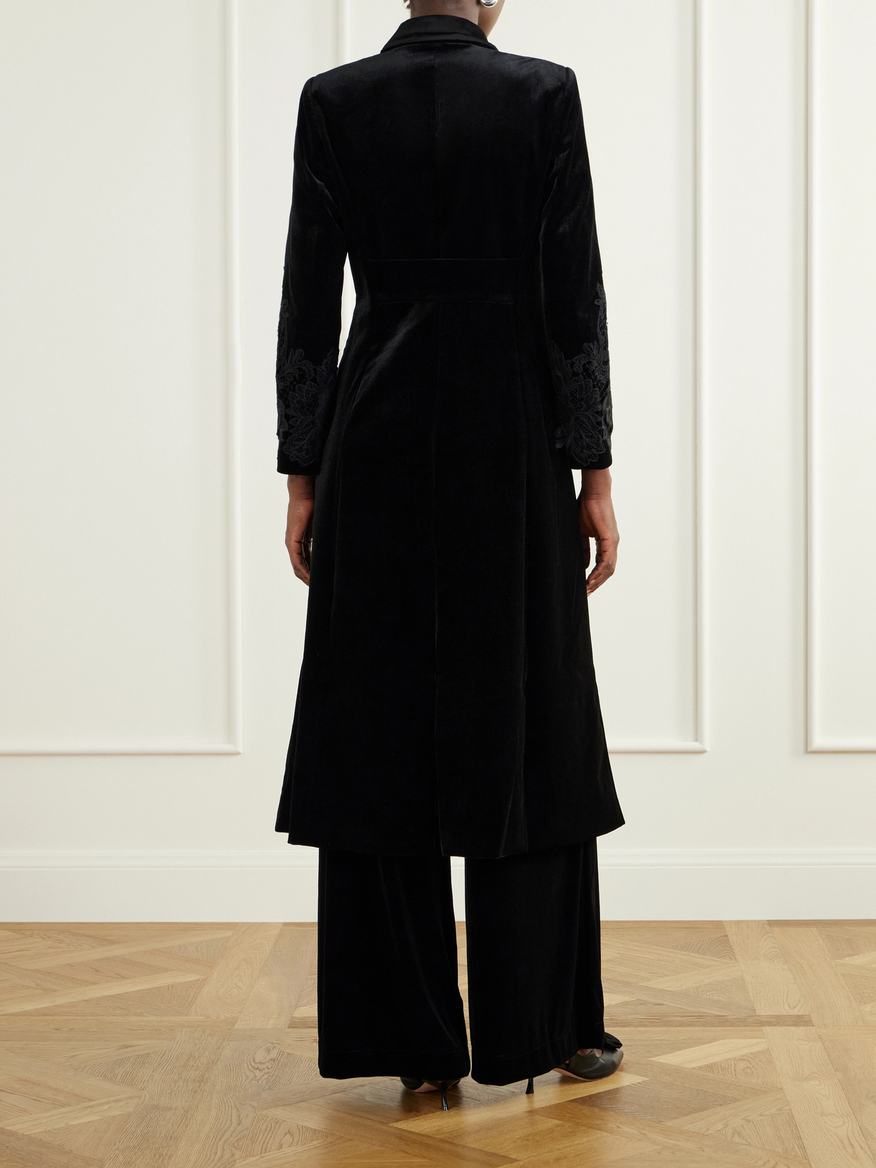 Rose Embroidered Velvet Coat