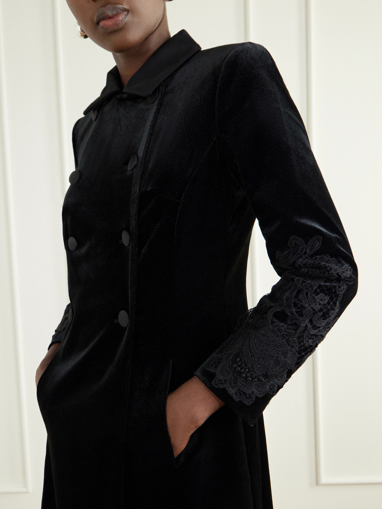 Rose Embroidered Velvet Coat