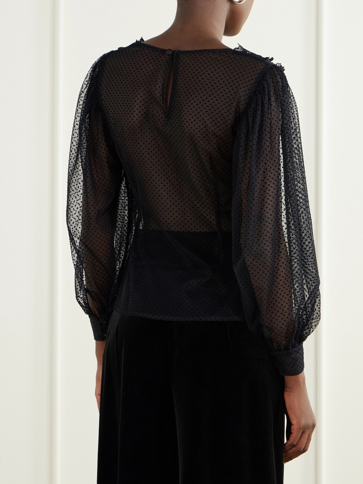 Lilly Lace-Trimmed Organza Blouse