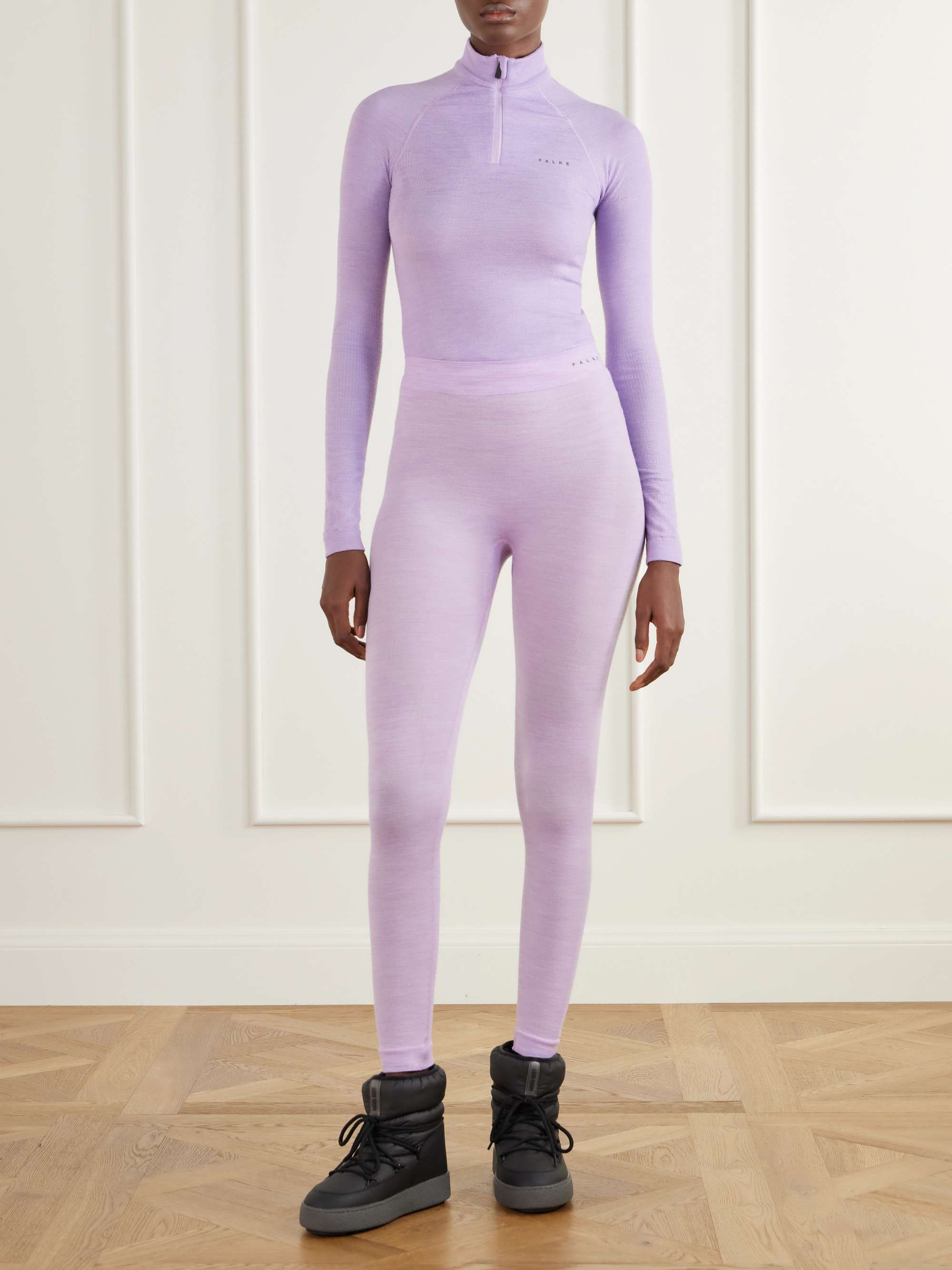FALKE ERGONOMIC SPORT SYSTEM Paneled technical stretch wool-blend leggings