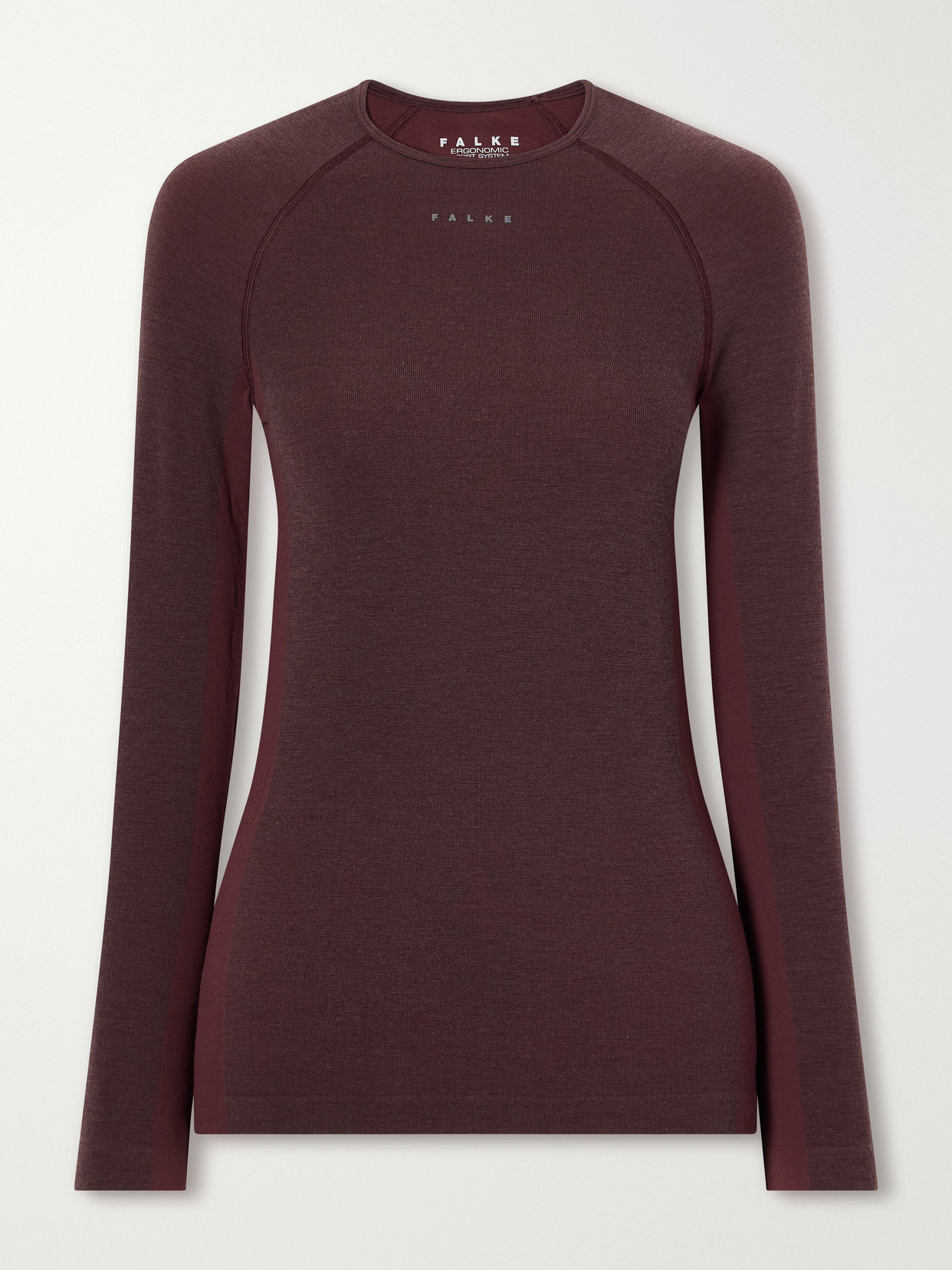 Falke Thermozone Ribbed Jersey Base Layer In Burgundy