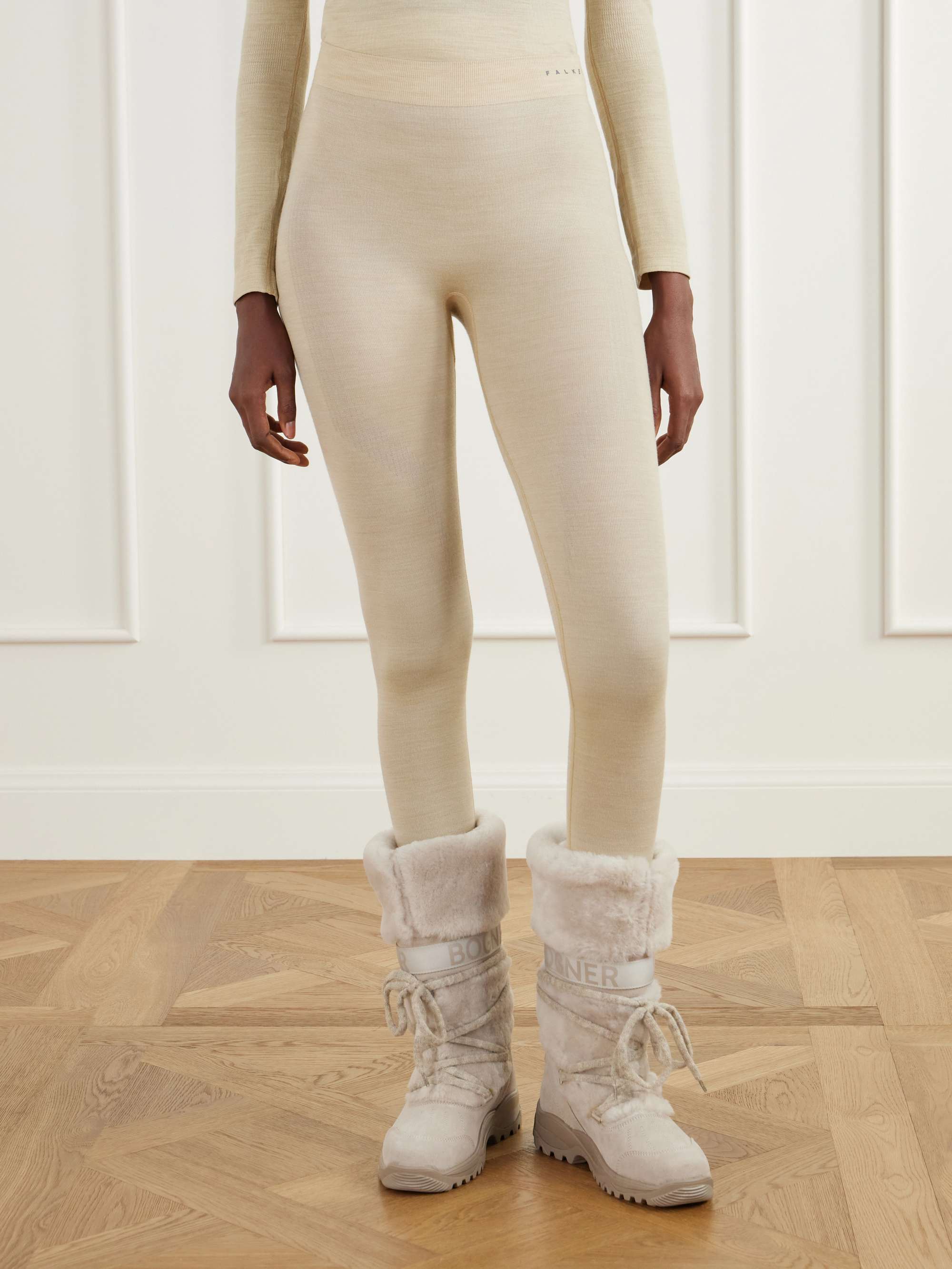 FALKE ERGONOMIC SPORT SYSTEM Paneled technical stretch wool-blend leggings
