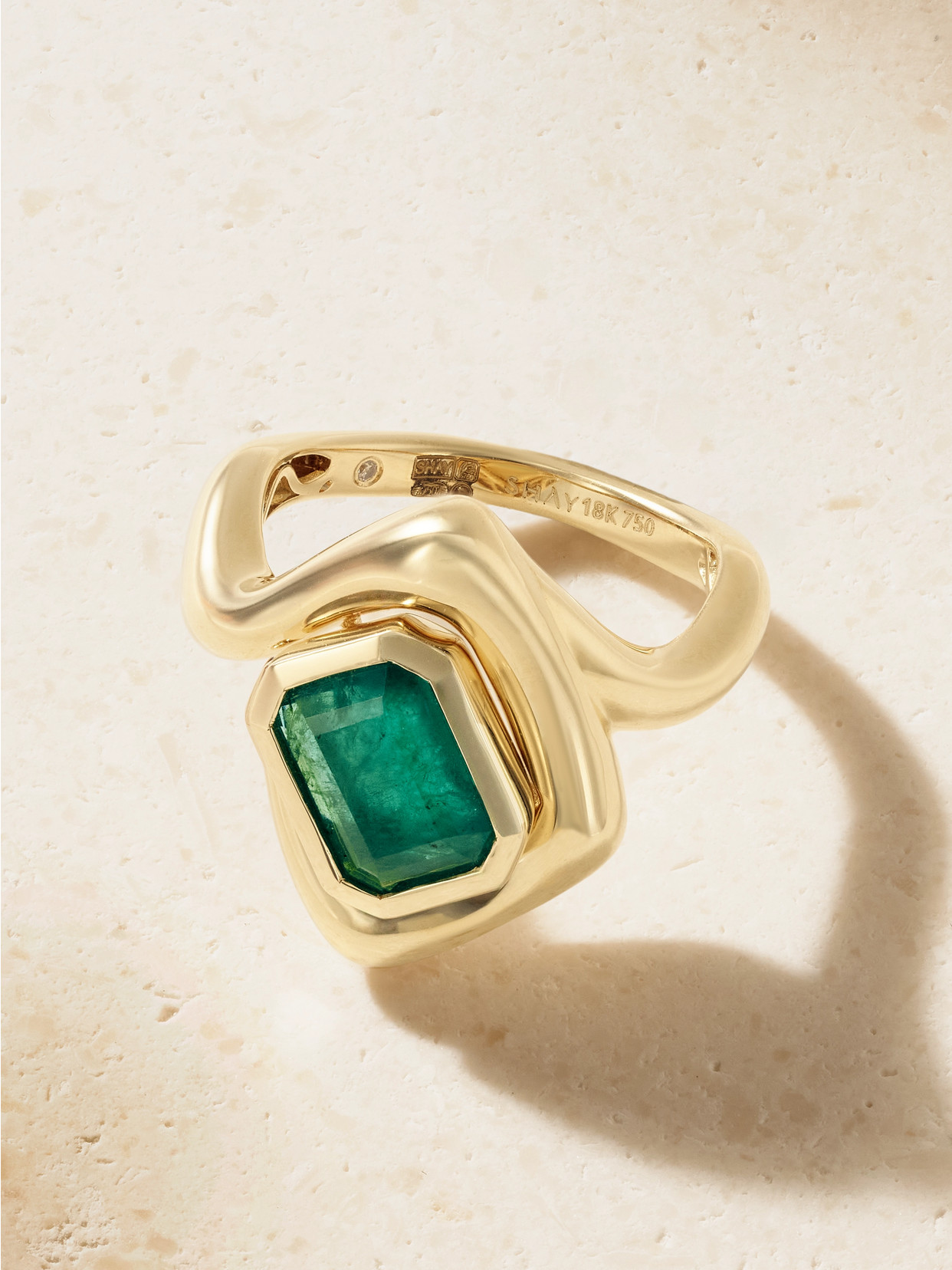 Shay Zar 18-karat Gold, Emerald And Diamond Pinky Ring In Green