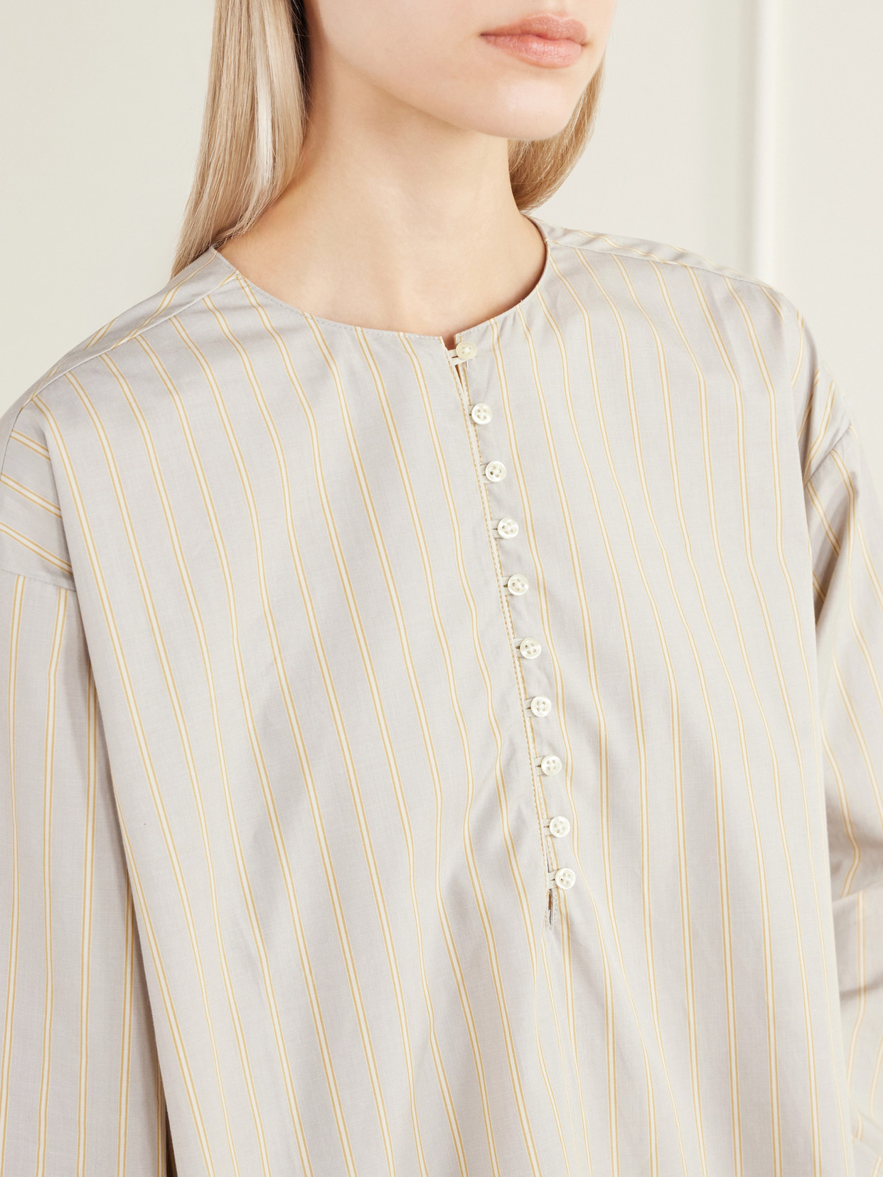 Marguerite Striped Cotton-Poplin Blouse
