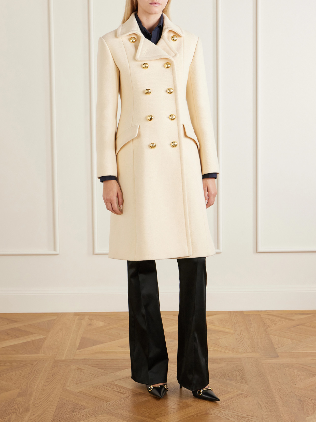 Double-Breasted Wool-Blend Coat