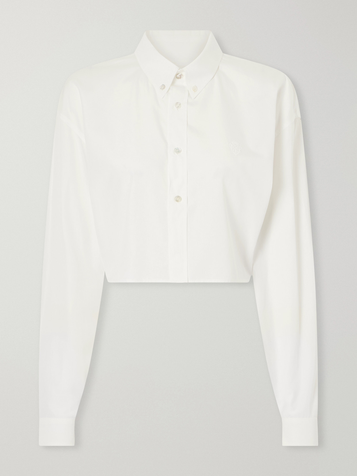 Logo-Embroidered Cropped Cotton-Poplin Shirt