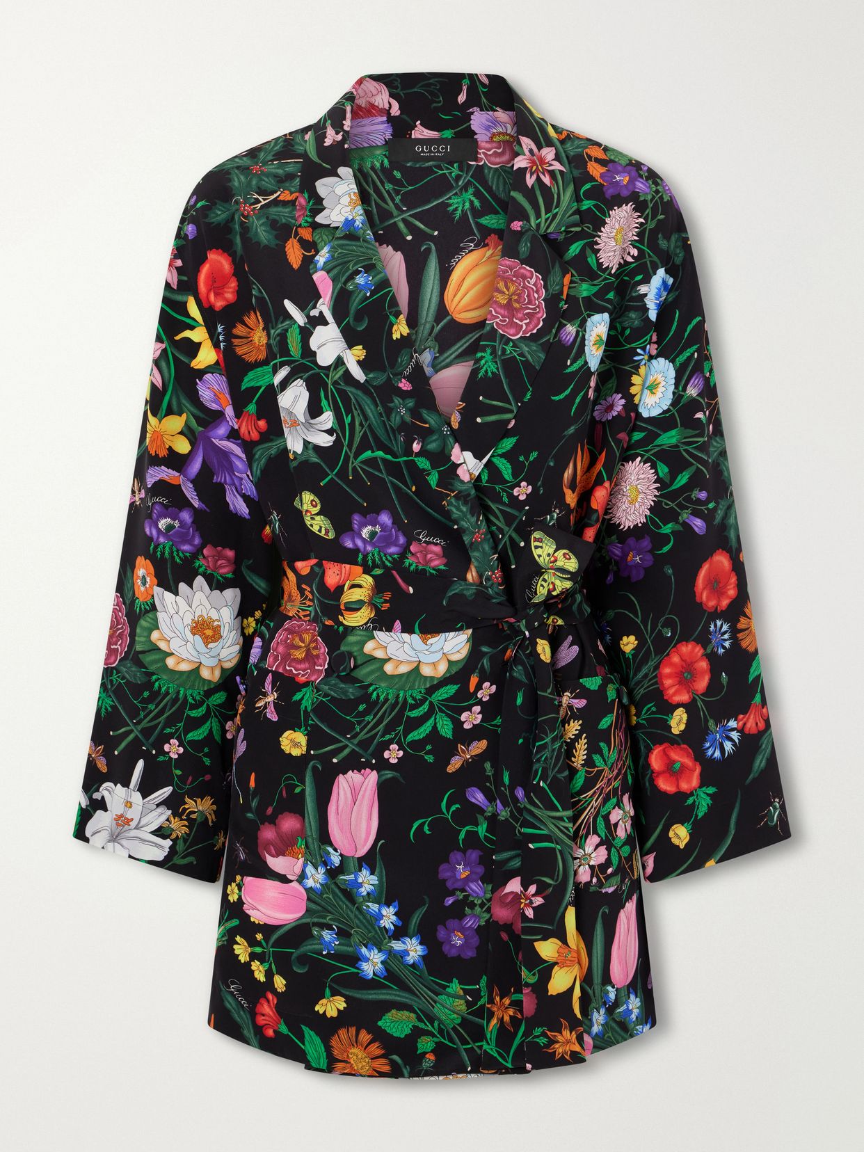 Flora printed silk-twill blouse