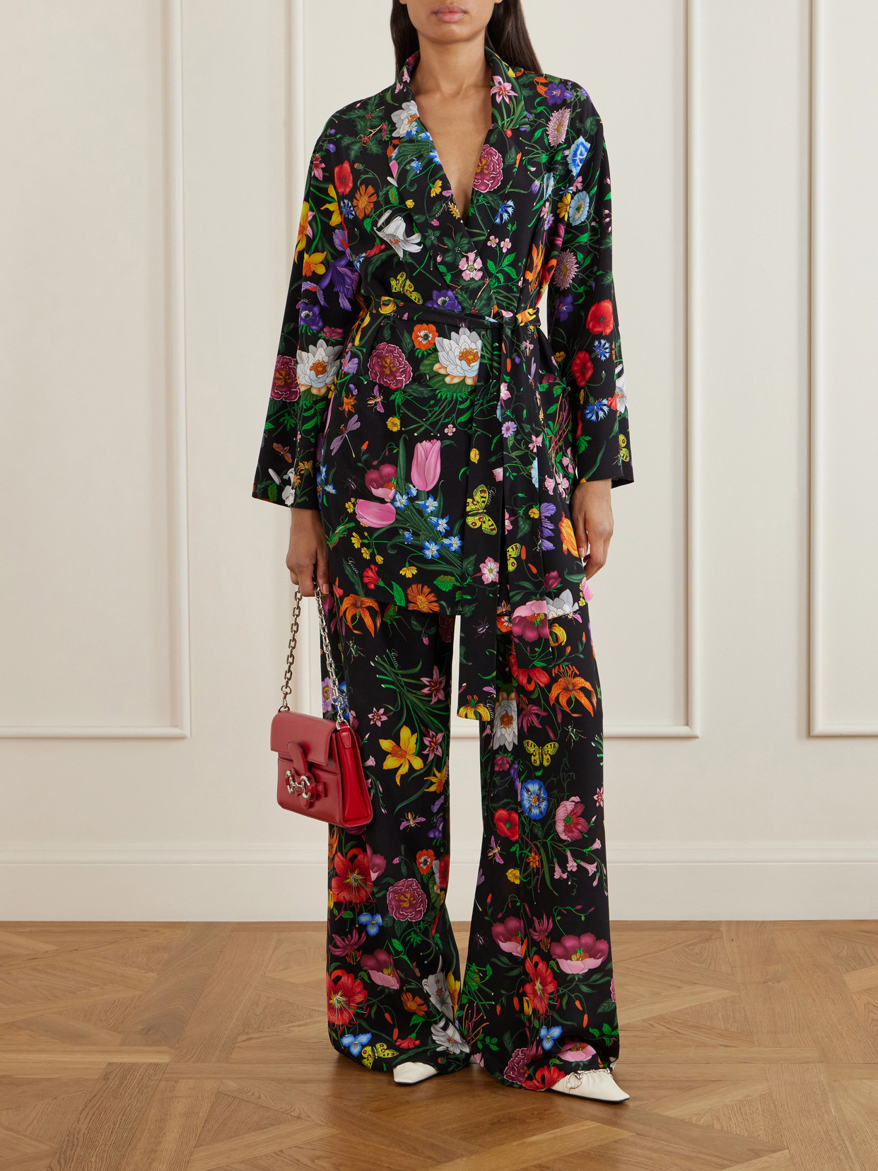 Flora Printed Silk-Twill Blouse
