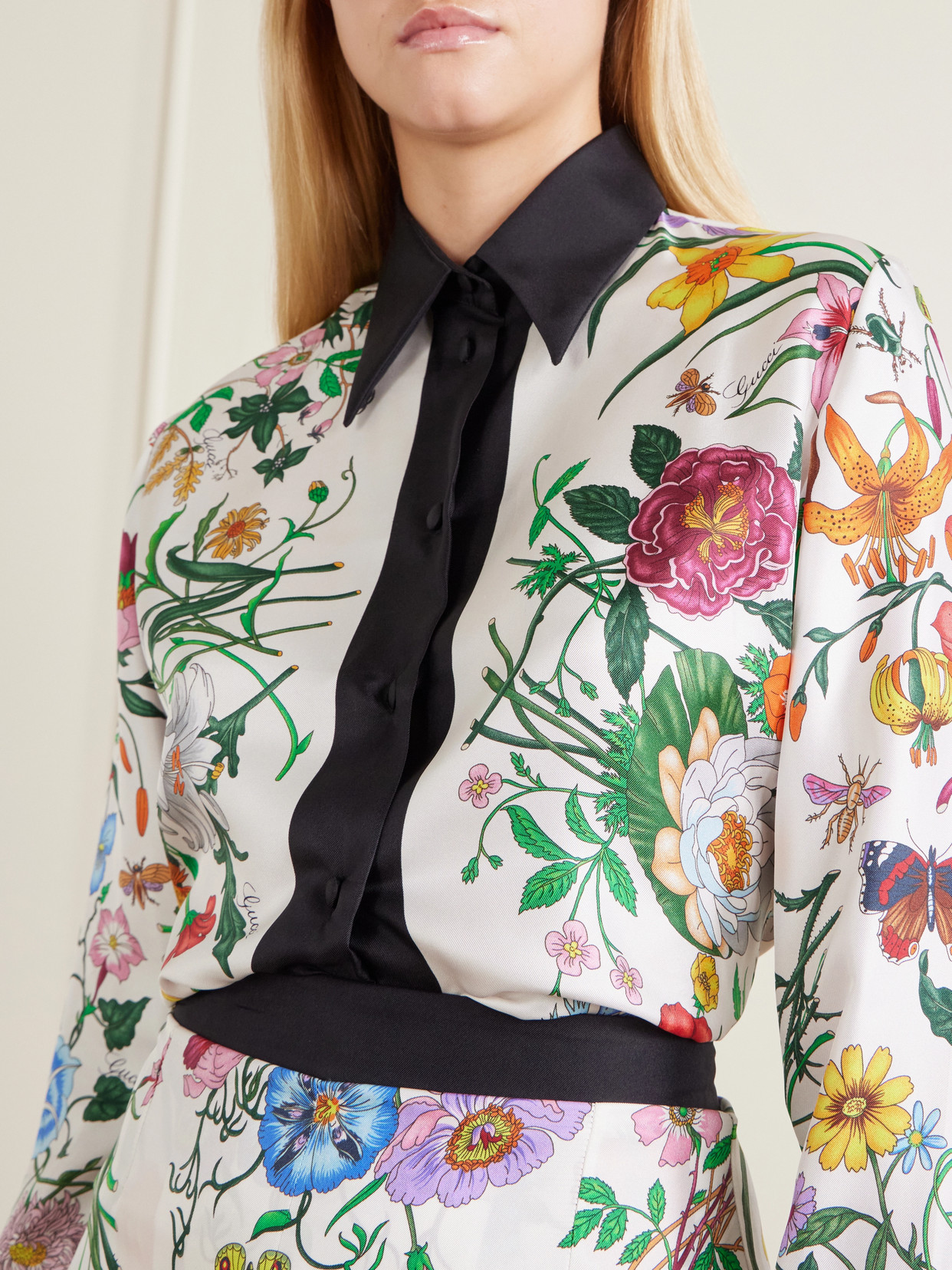 Floral Place Printed Silk-Twill Blouse