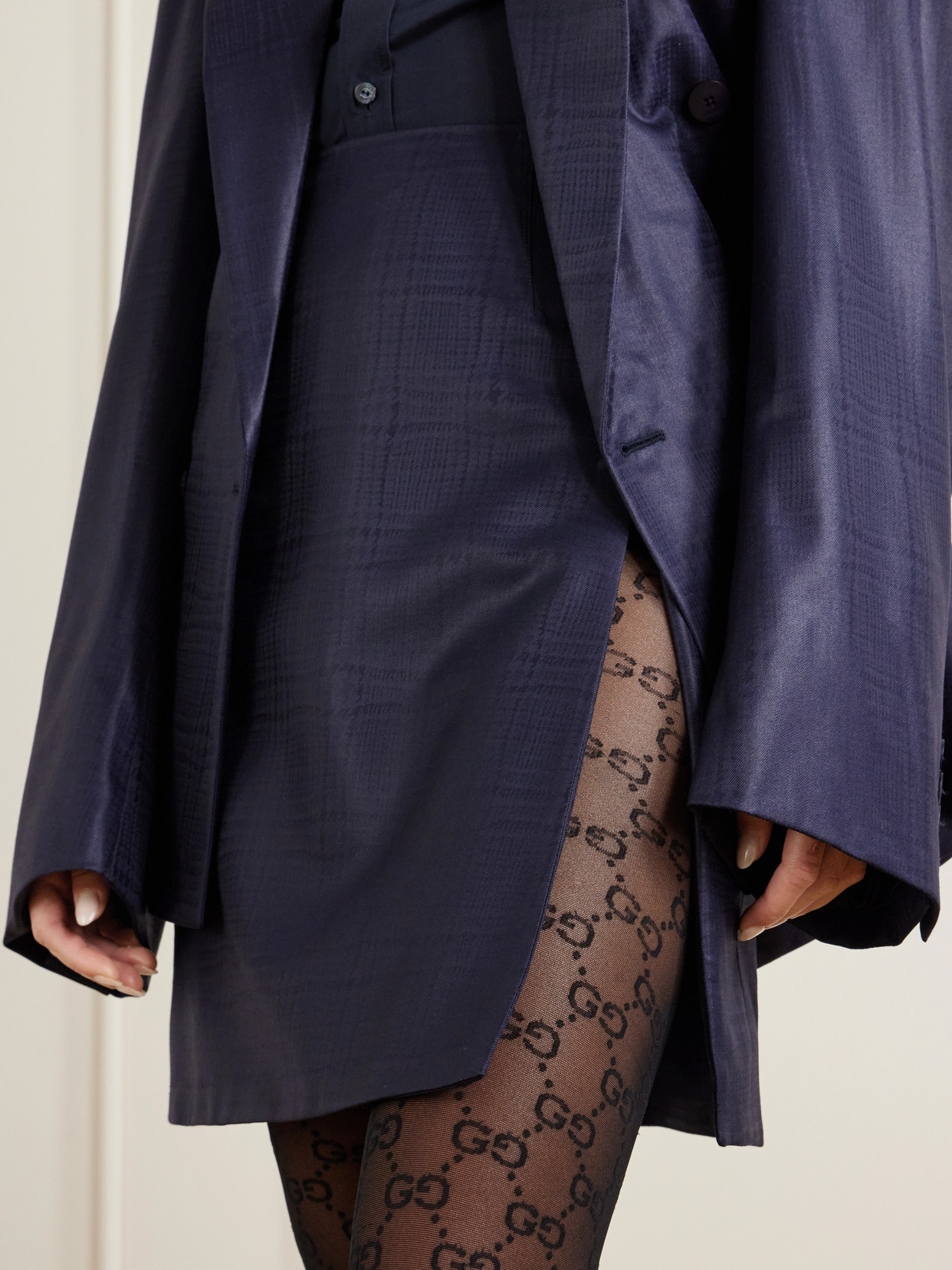 Prince Of Wales Checked Wool-Chintz Mini