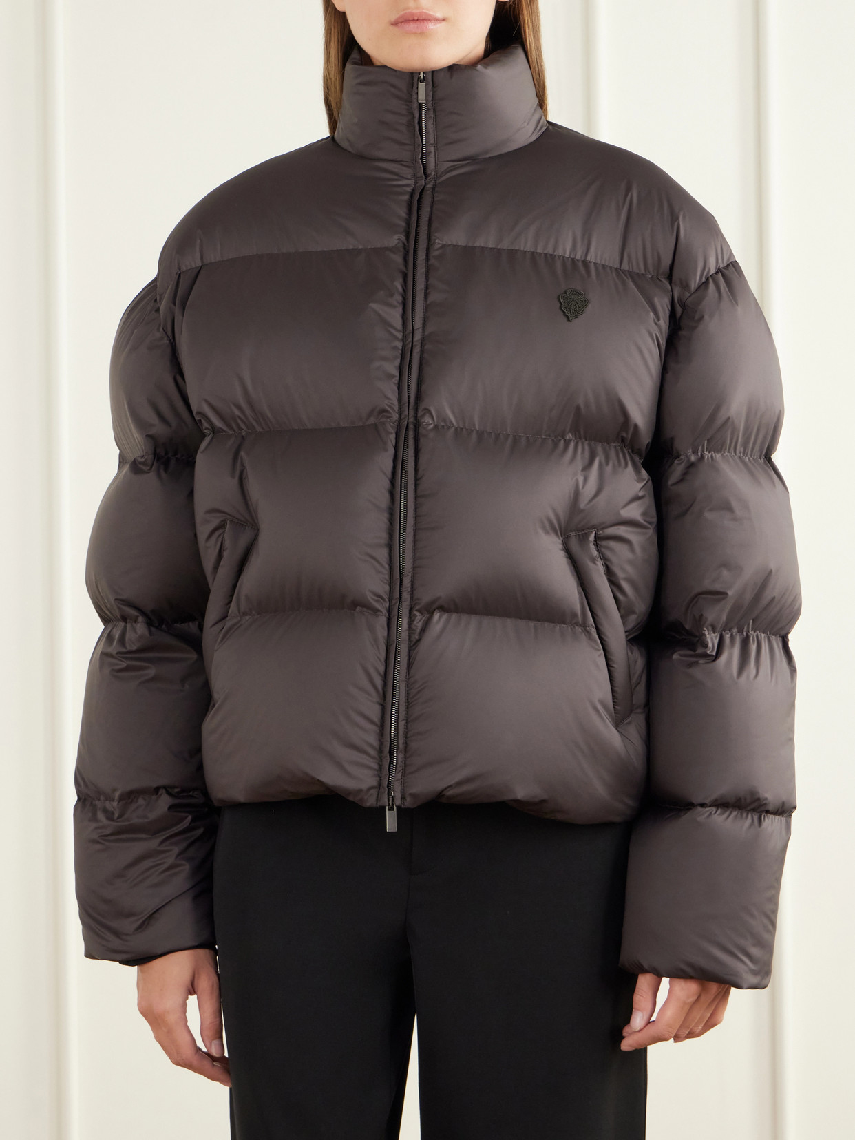 Logo-Embroidered Quilted Shell Down Jacket