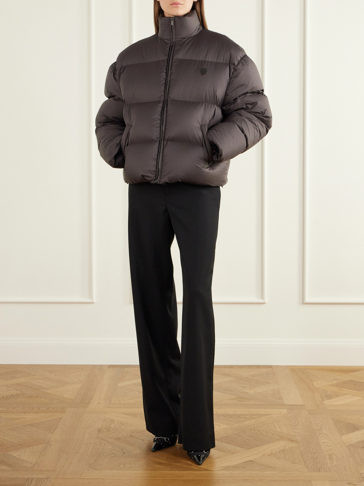Logo-Embroidered Quilted Shell Down Jacket