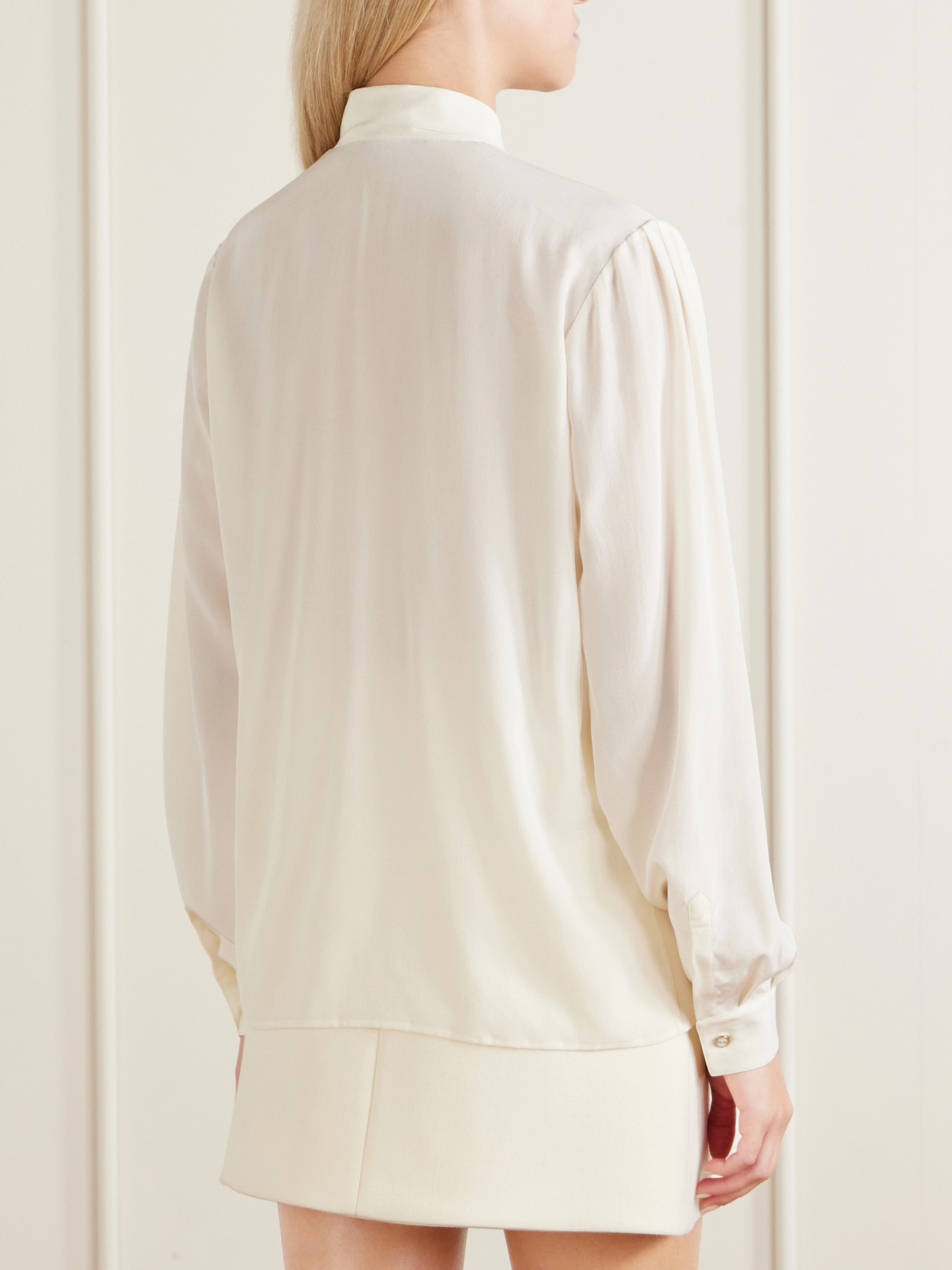 Pussy-Bow Silk Crepe De Chine Blouse