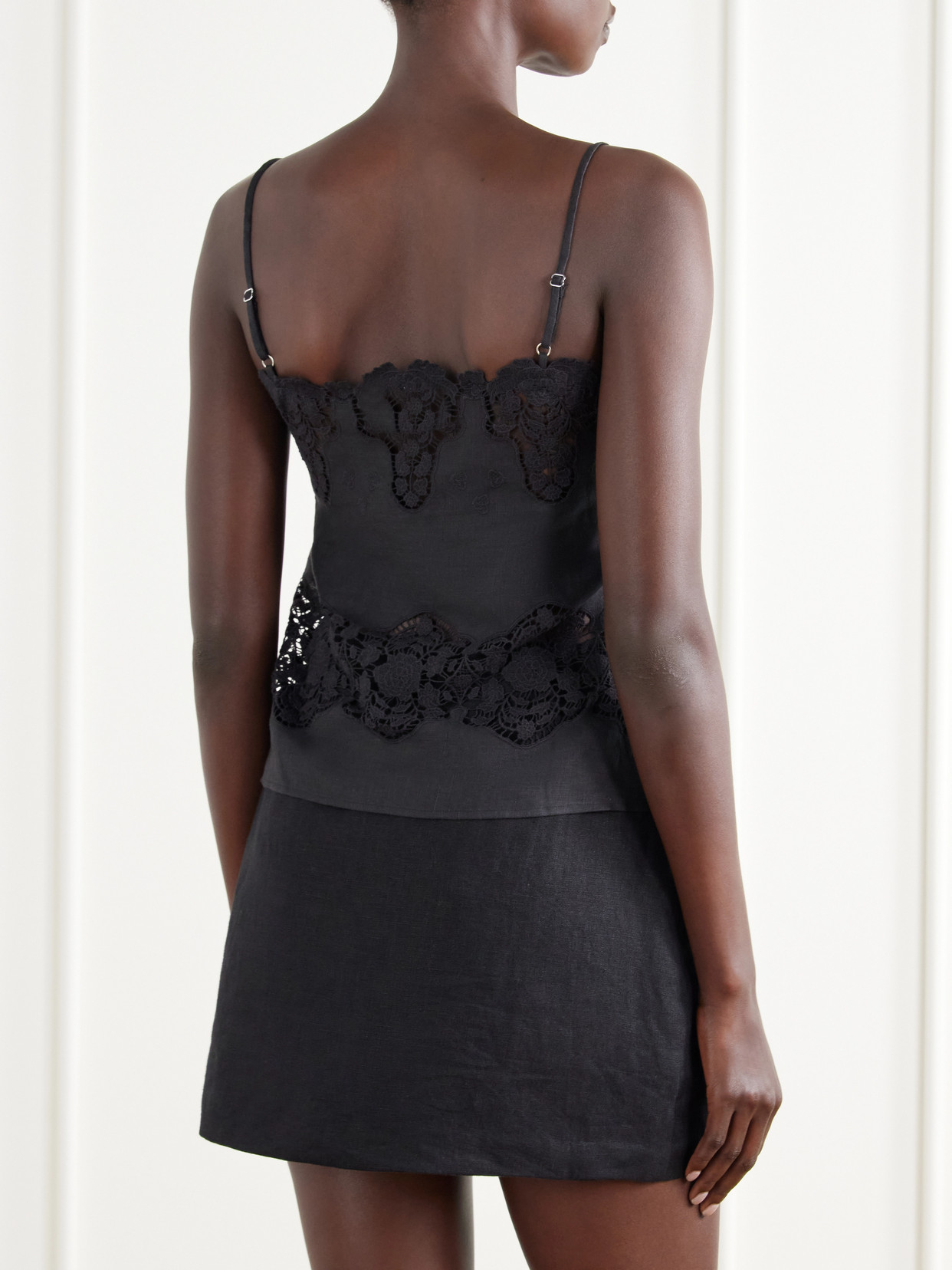 Olympia Guipure Lace Woven Cotton And Linen-Blend Cami