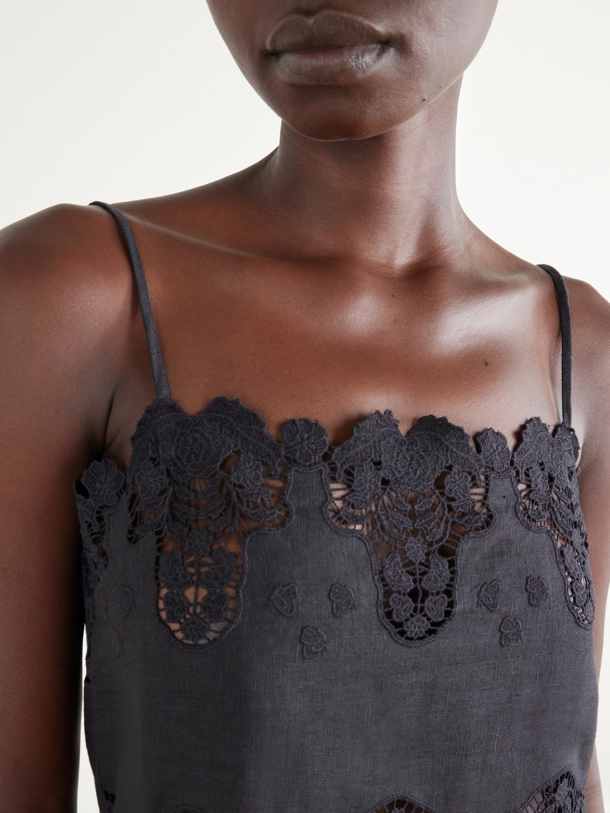 Olympia Guipure Lace Woven Cotton And Linen-Blend Cami