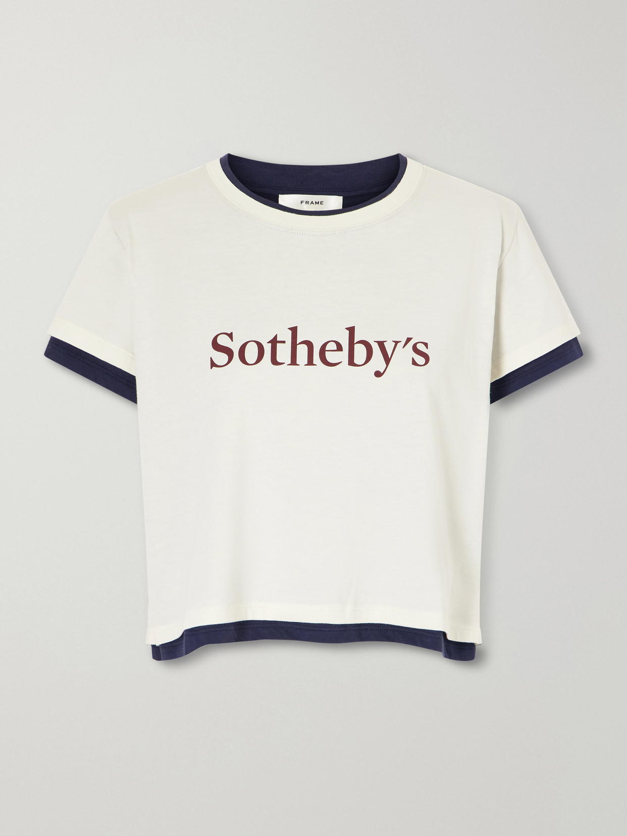 Frame + Sotheby's Printed Cotton-jersey T-shirt In Neutrals