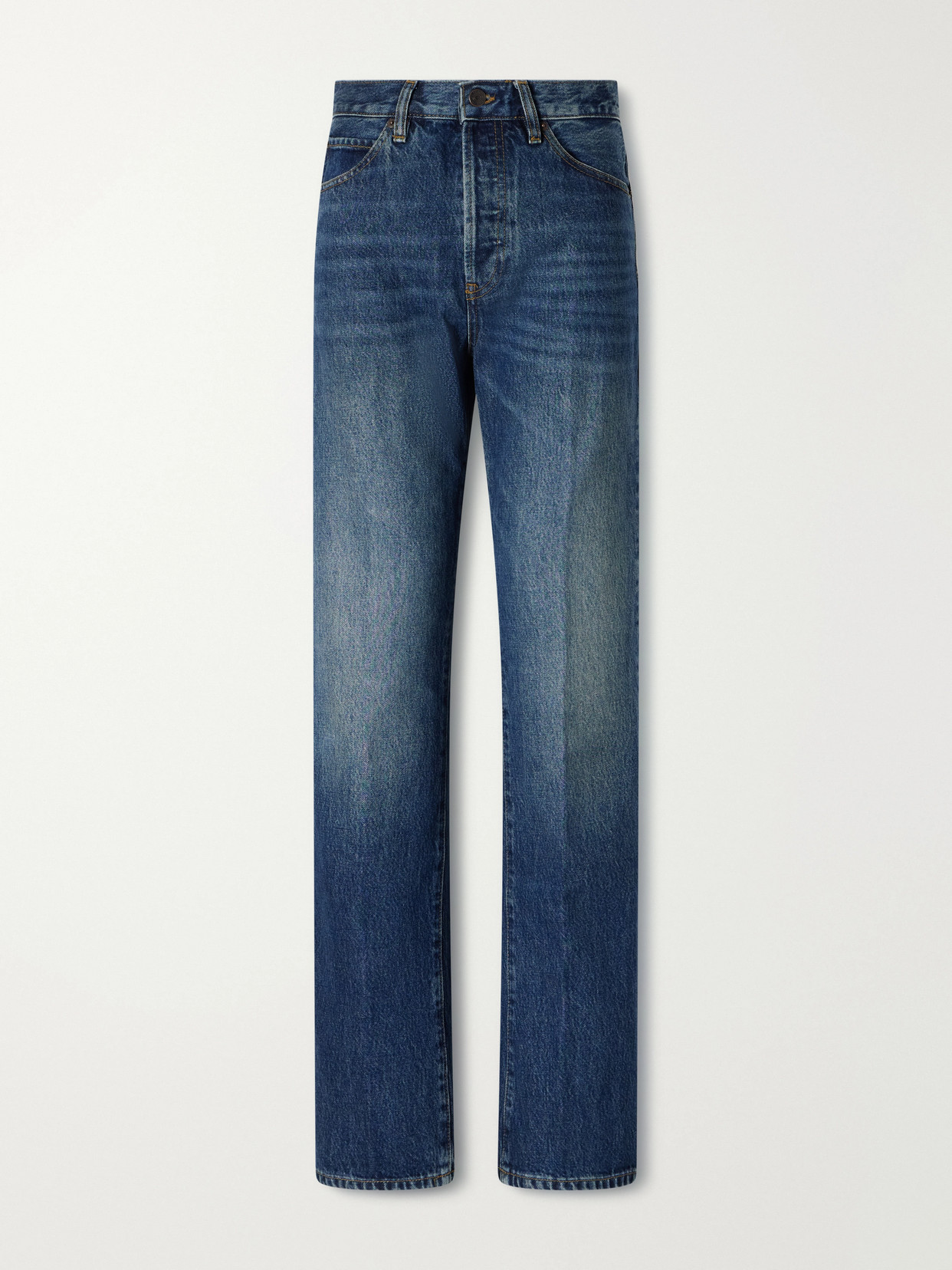 Frame The Sotheby's Vertical High-rise Straight-leg Jeans In Blue