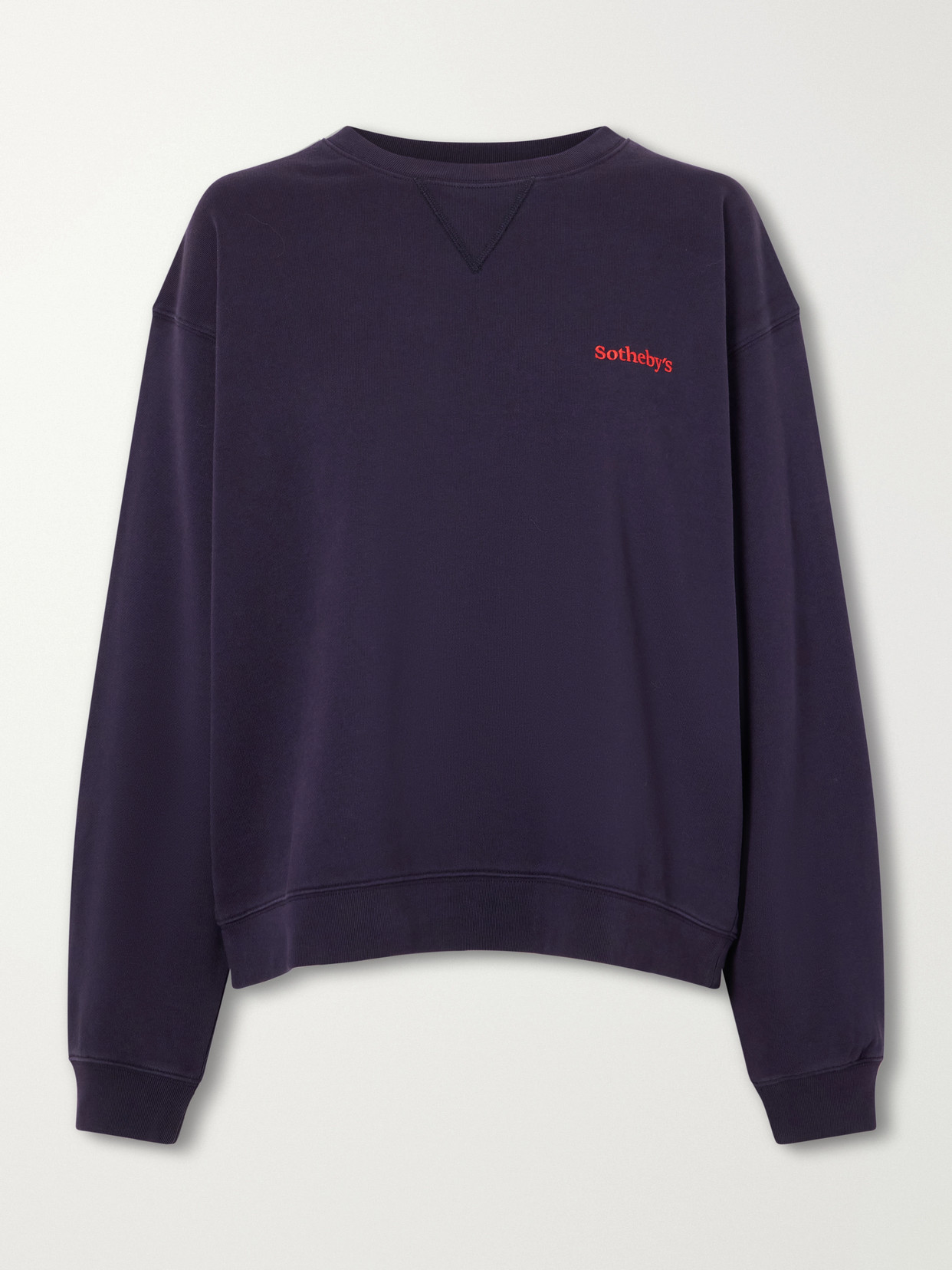 Frame + Sotheby's Logo-embroidered Cotton-jersey Sweatshirt In Blue