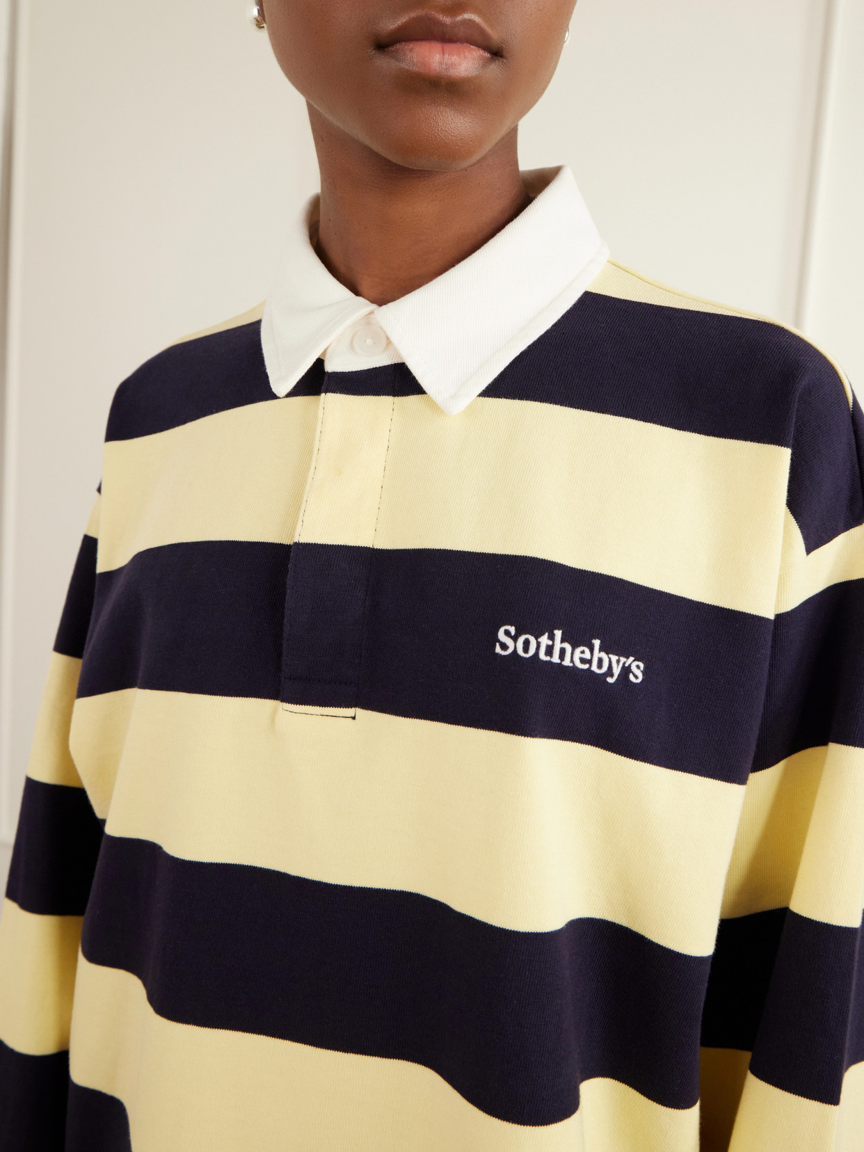 + Sotheby'S Striped Cotton-Jersey Polo Sweater