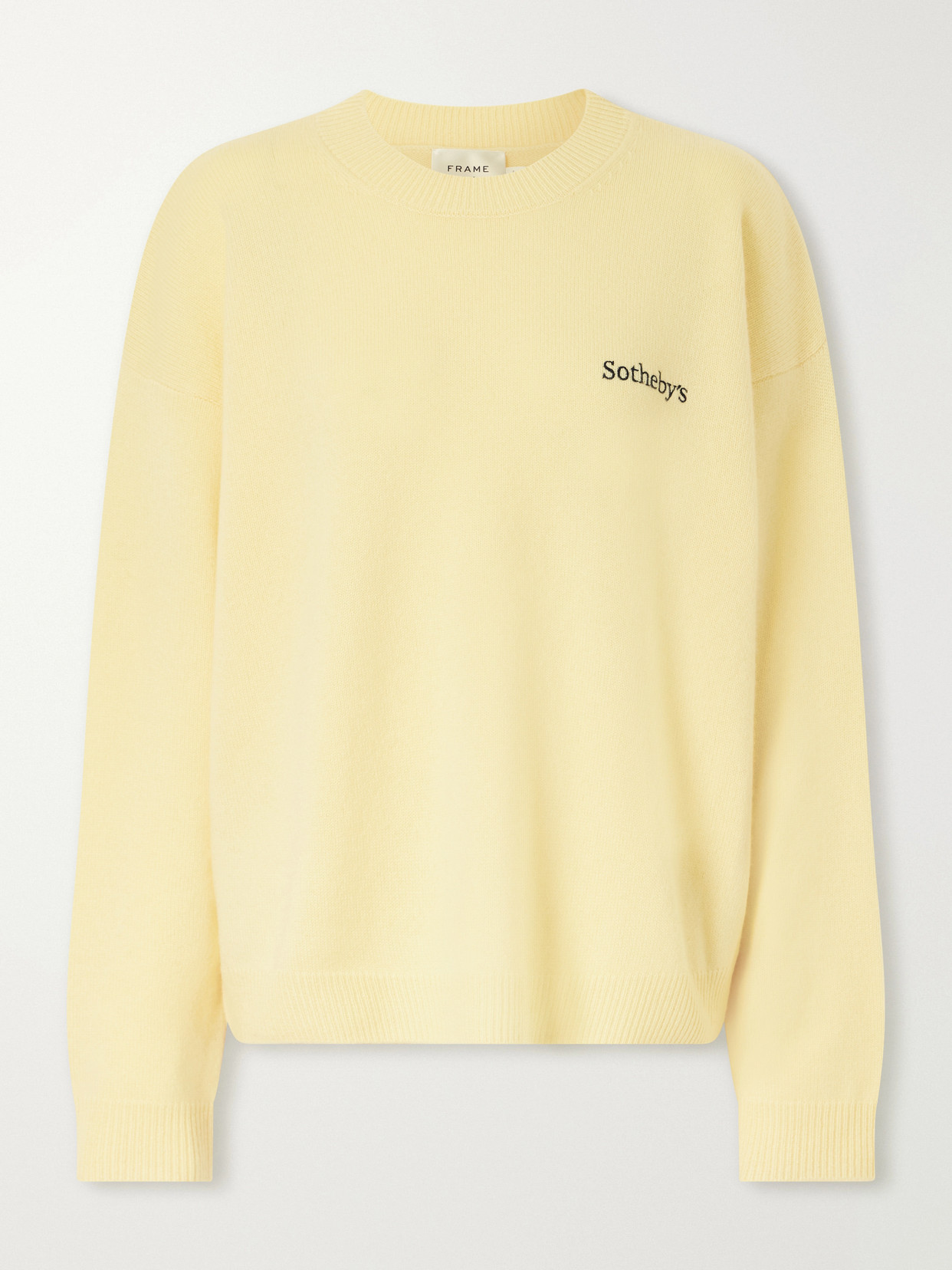 Frame + Sotheby's Logo-embroidered Cashmere Sweater In Yellow