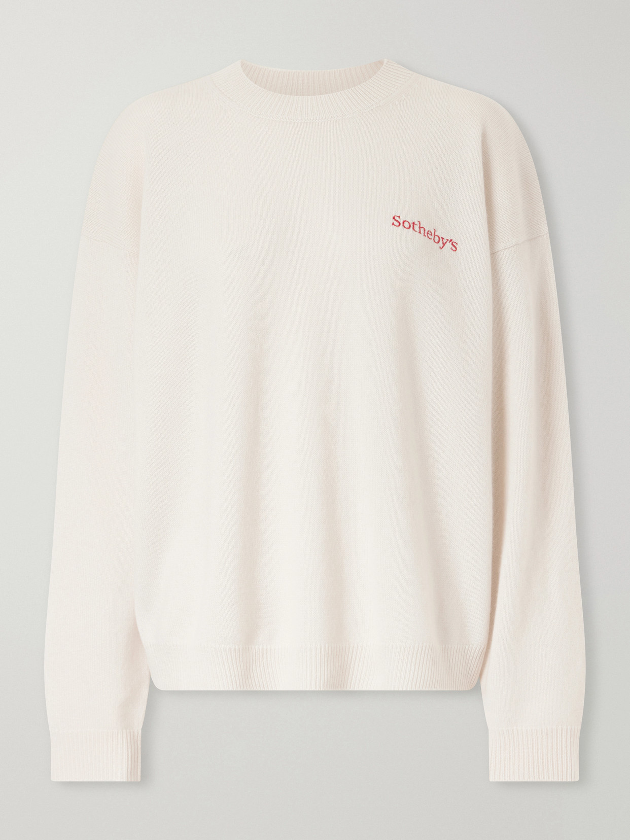 Frame + Sotheby's Logo-embroidered Cashmere Sweater In Neutral