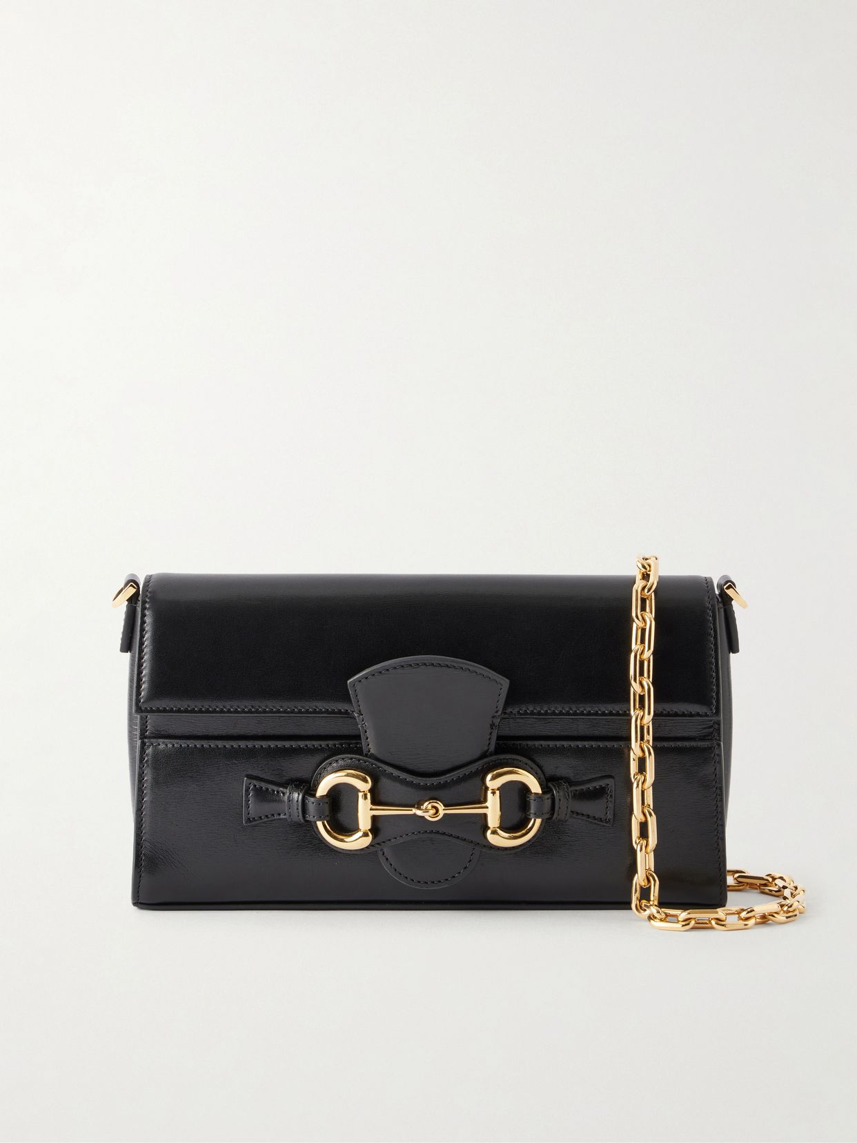 horsebit ristretto embellished leather shoulder bag