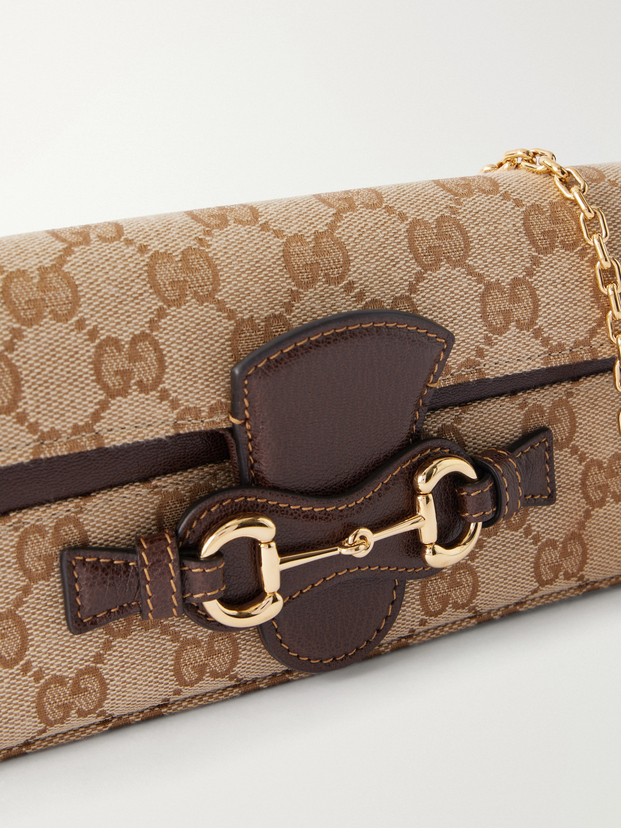 Ristretto Horsebit Embellished Canvas-Jacquard Shoulder Bag