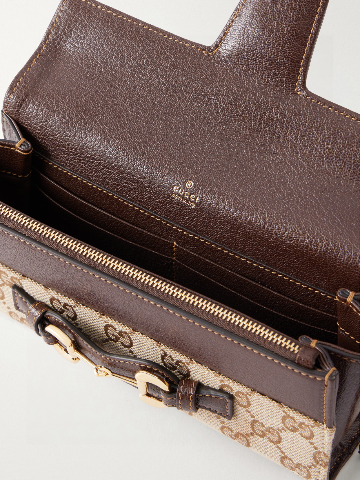 Ristretto Horsebit Embellished Canvas-Jacquard Shoulder Bag