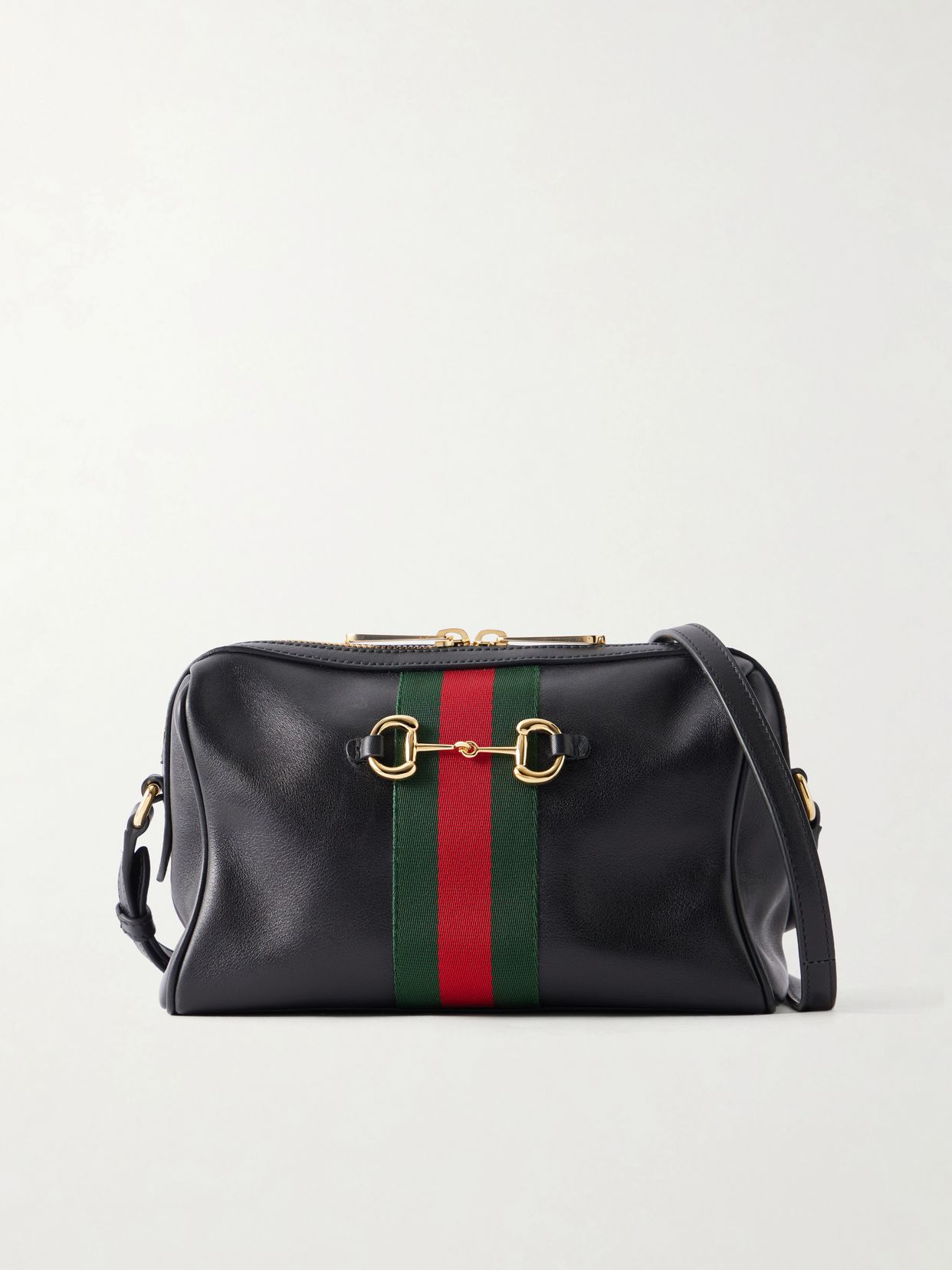 Camera Case Web Trimmed Leather Shoulder Bag