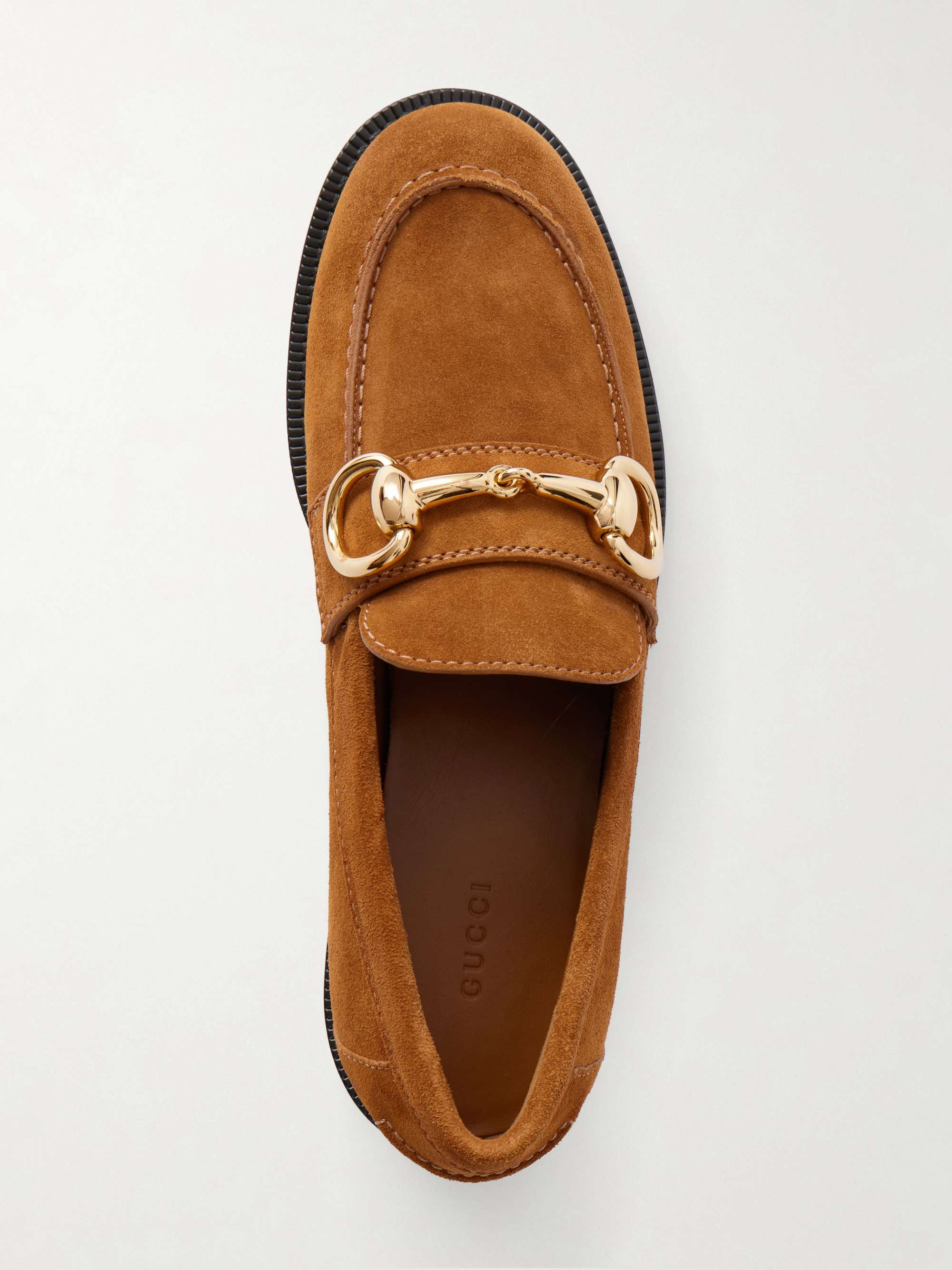 GUCCI Emily Horsebit-detailed suede loafers | NET-A-PORTER